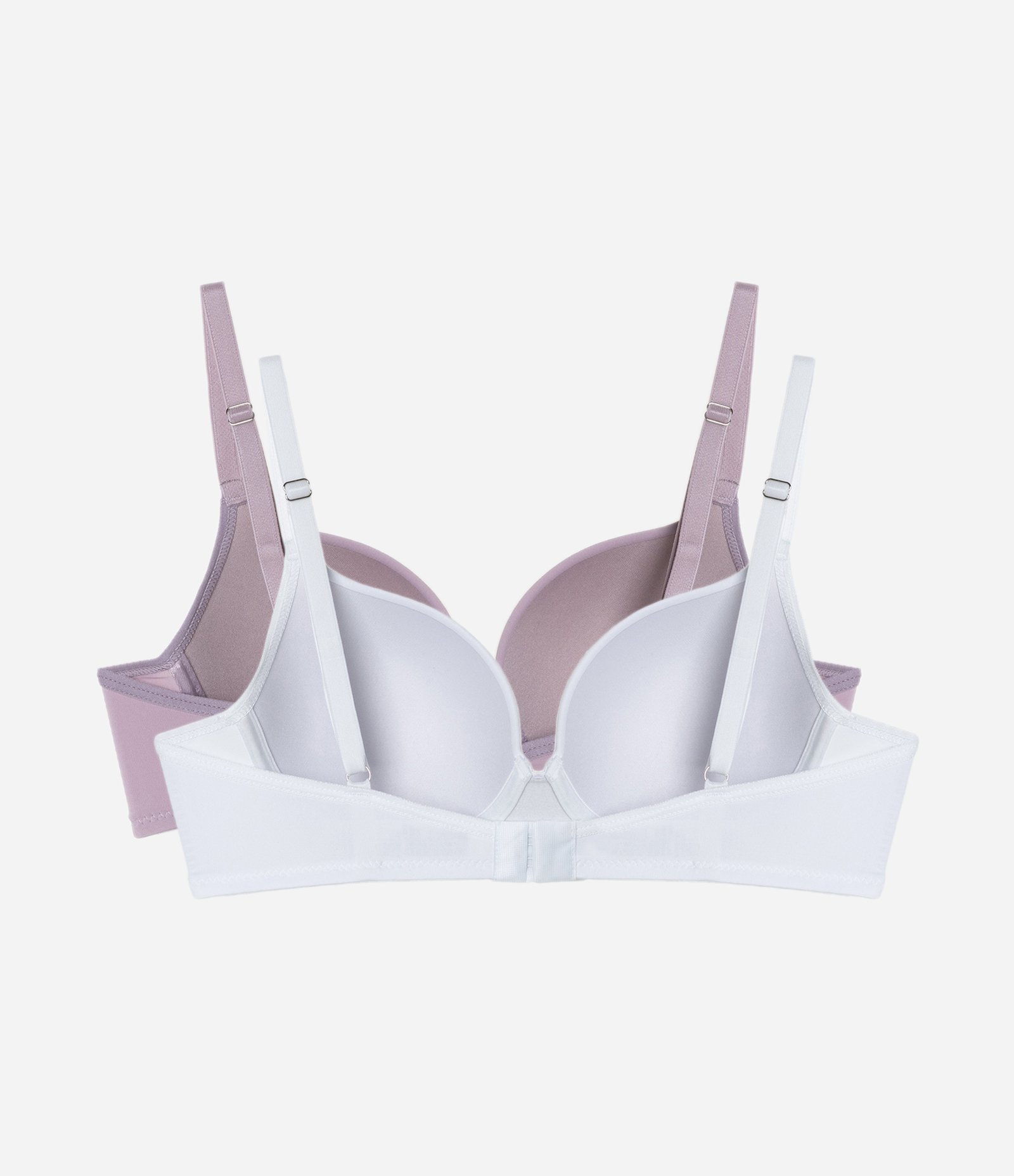 Kit 02 Sutiãs com Bojo e Aro em Microfibra Rosa Neutro/Branco 2