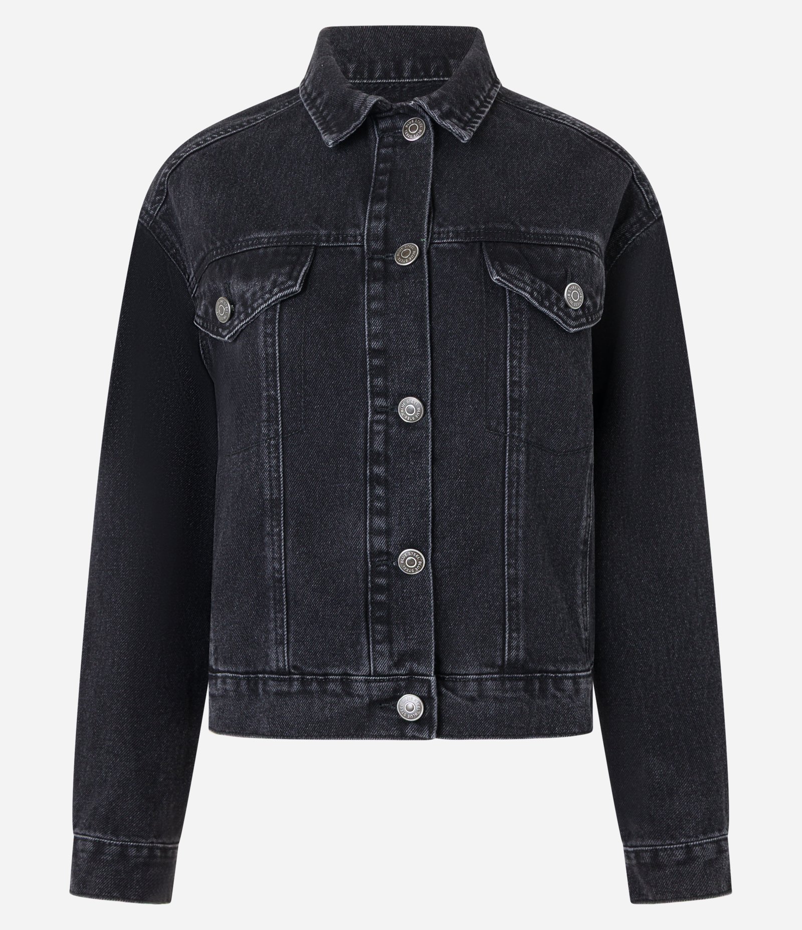 Jaqueta Boxy em Jeans com Bolsos e Recortes Preto 6