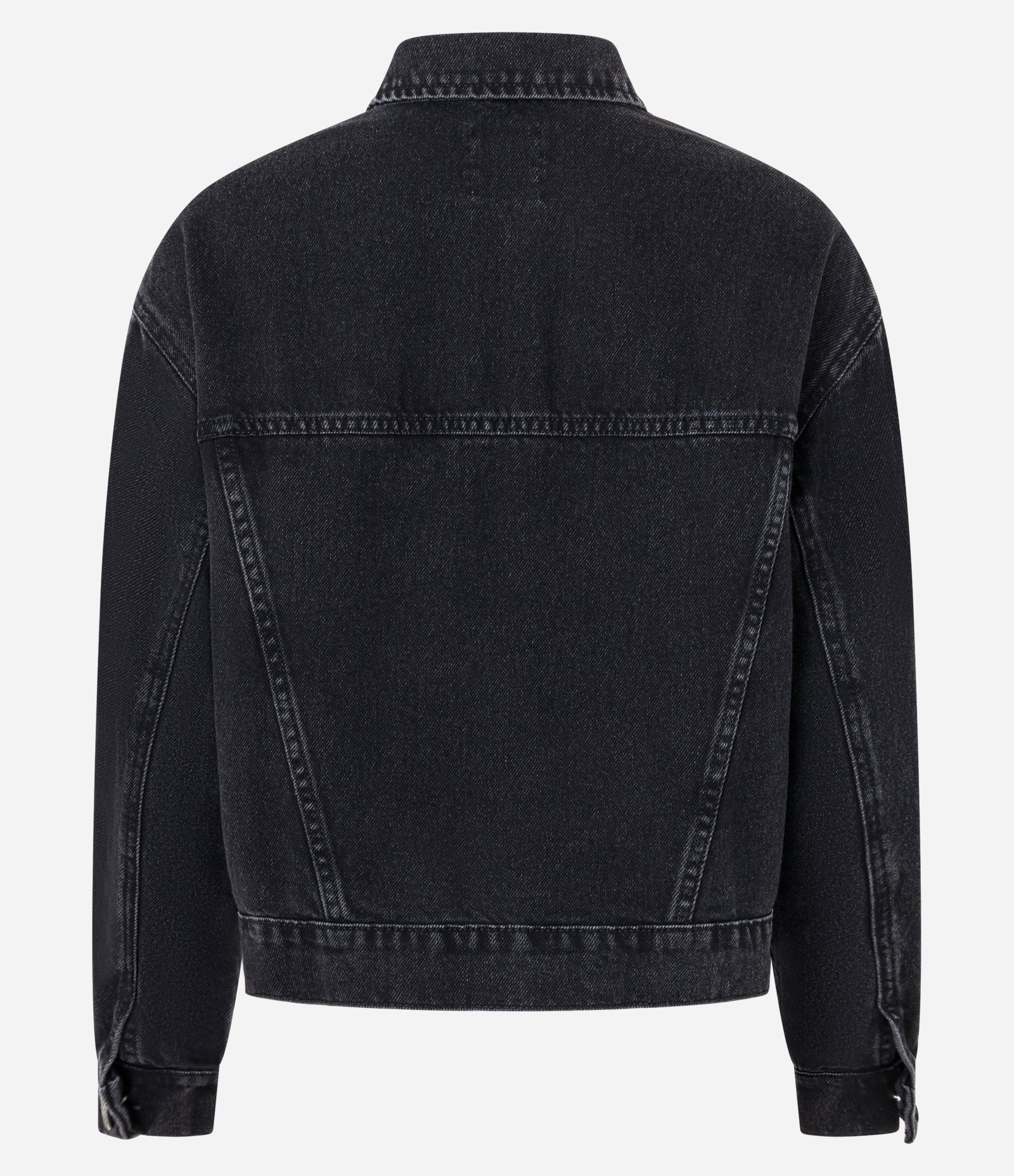 Jaqueta Boxy em Jeans com Bolsos e Recortes Preto 7