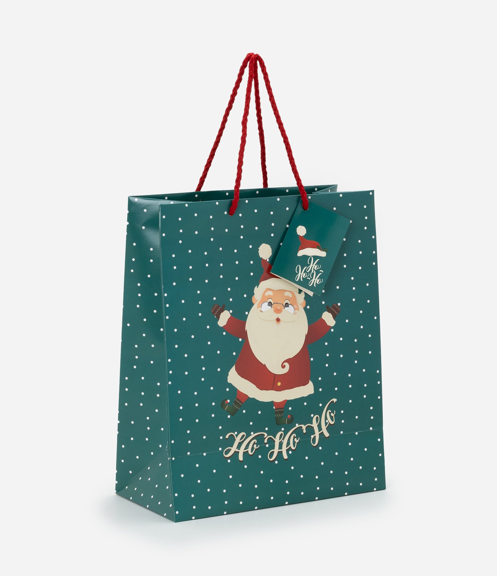 Embalagem de Presente Média com Estampa Papai Noel Natal Verde 1