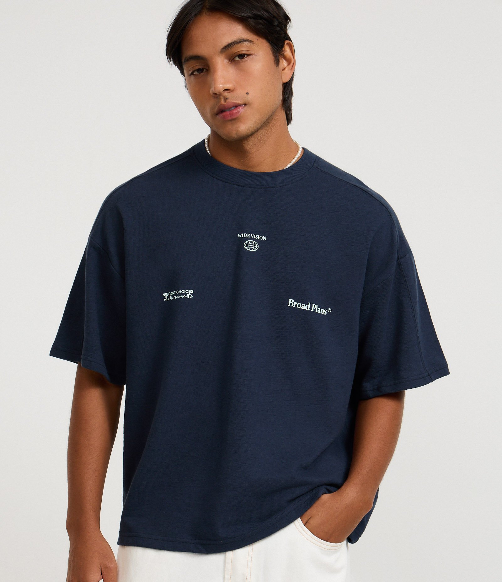 Camiseta Oversized em Algodão com Estampa Frente e Costas Broad Plans Preto 1
