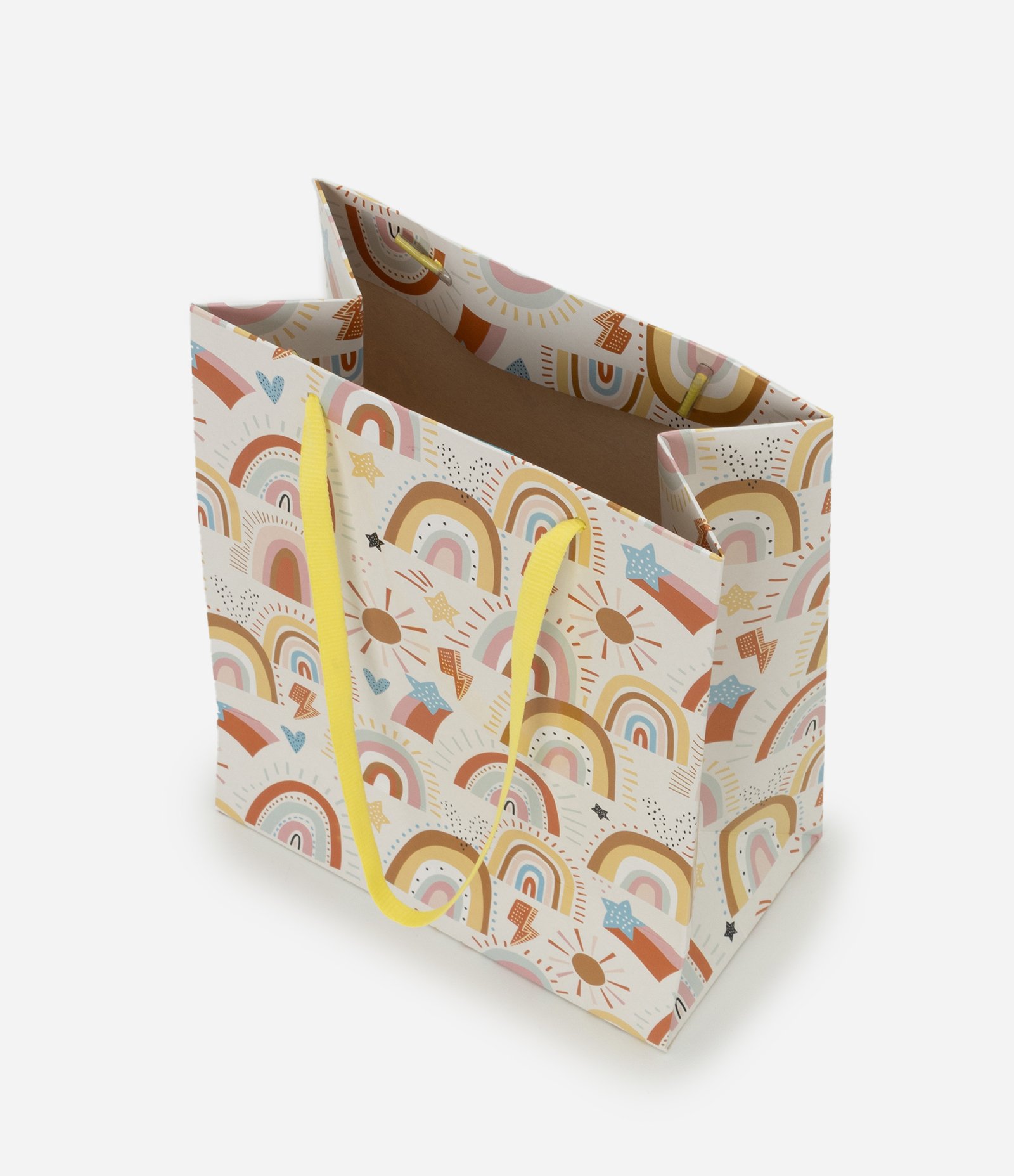 Embalagem de Presente Pequena com Estampa Arco Íris Bege 3