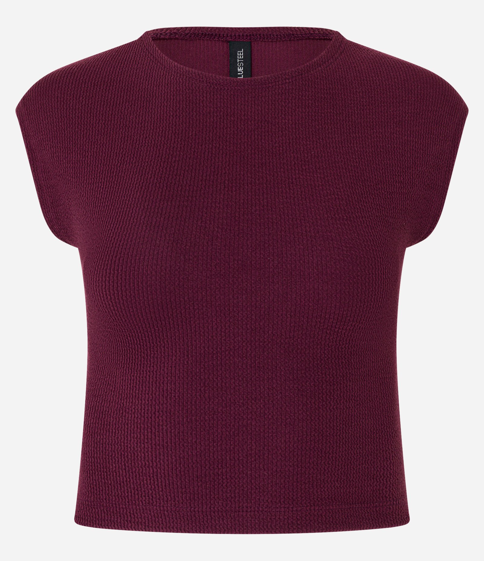 Blusa com Gola Redonda Sem Cava e Textura Bordô 4