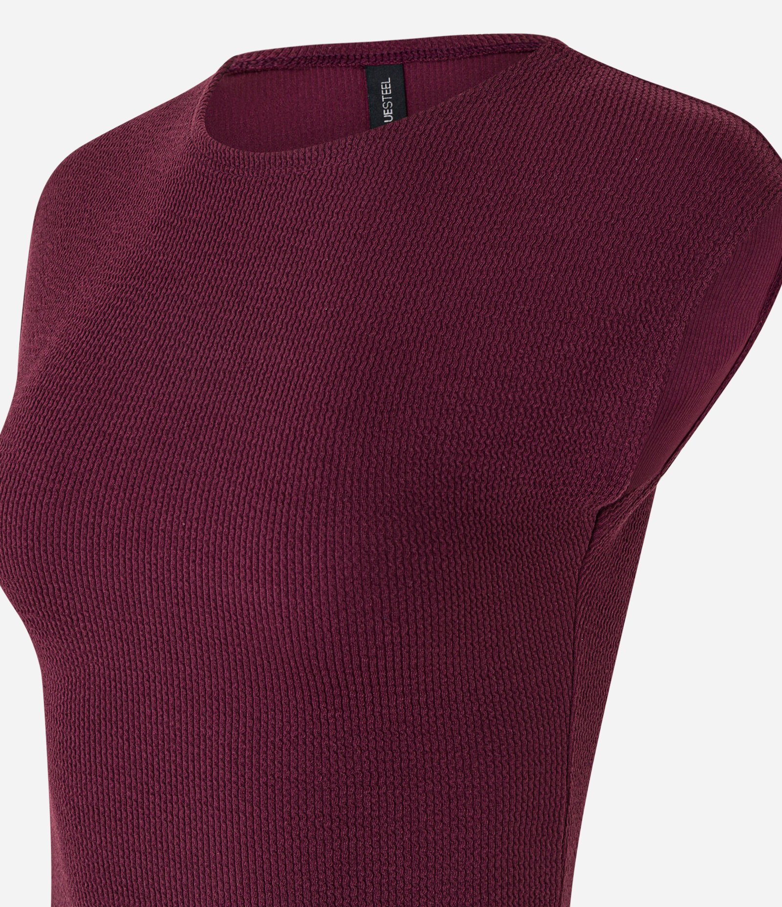 Blusa com Gola Redonda Sem Cava e Textura Bordô 5