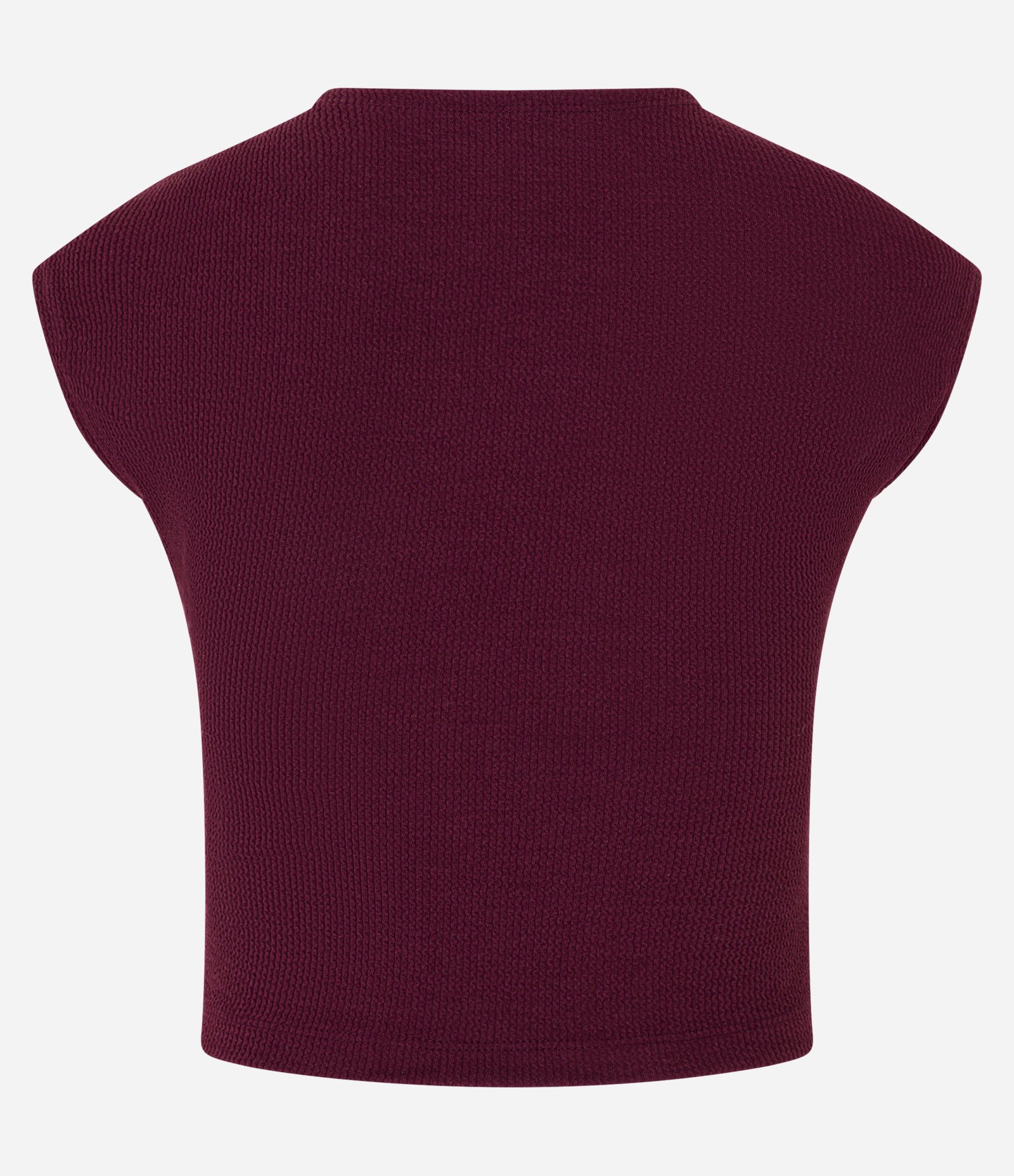 Blusa com Gola Redonda Sem Cava e Textura Bordô 7