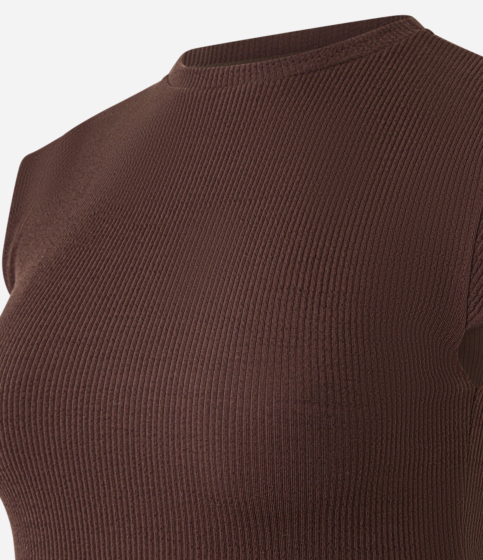 Blusa Canelada com Cava Diferenciada Marrom 6