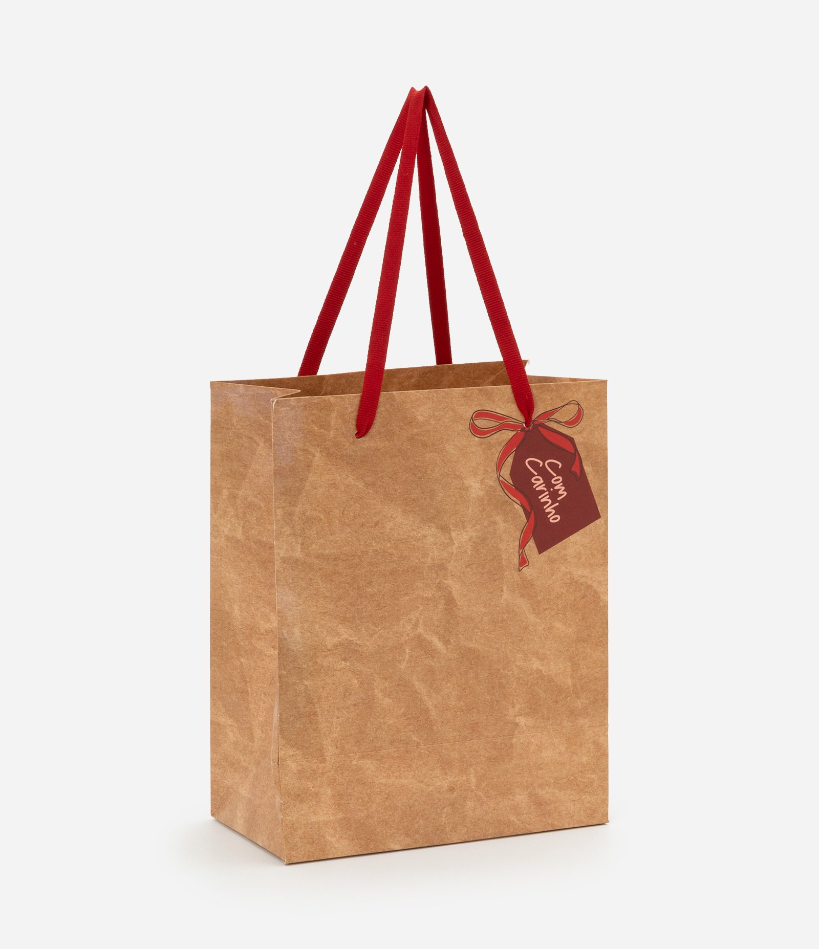 Embalagem de Presente Pequena com Estampa kraft Escrito Com Carinho Marrom 1