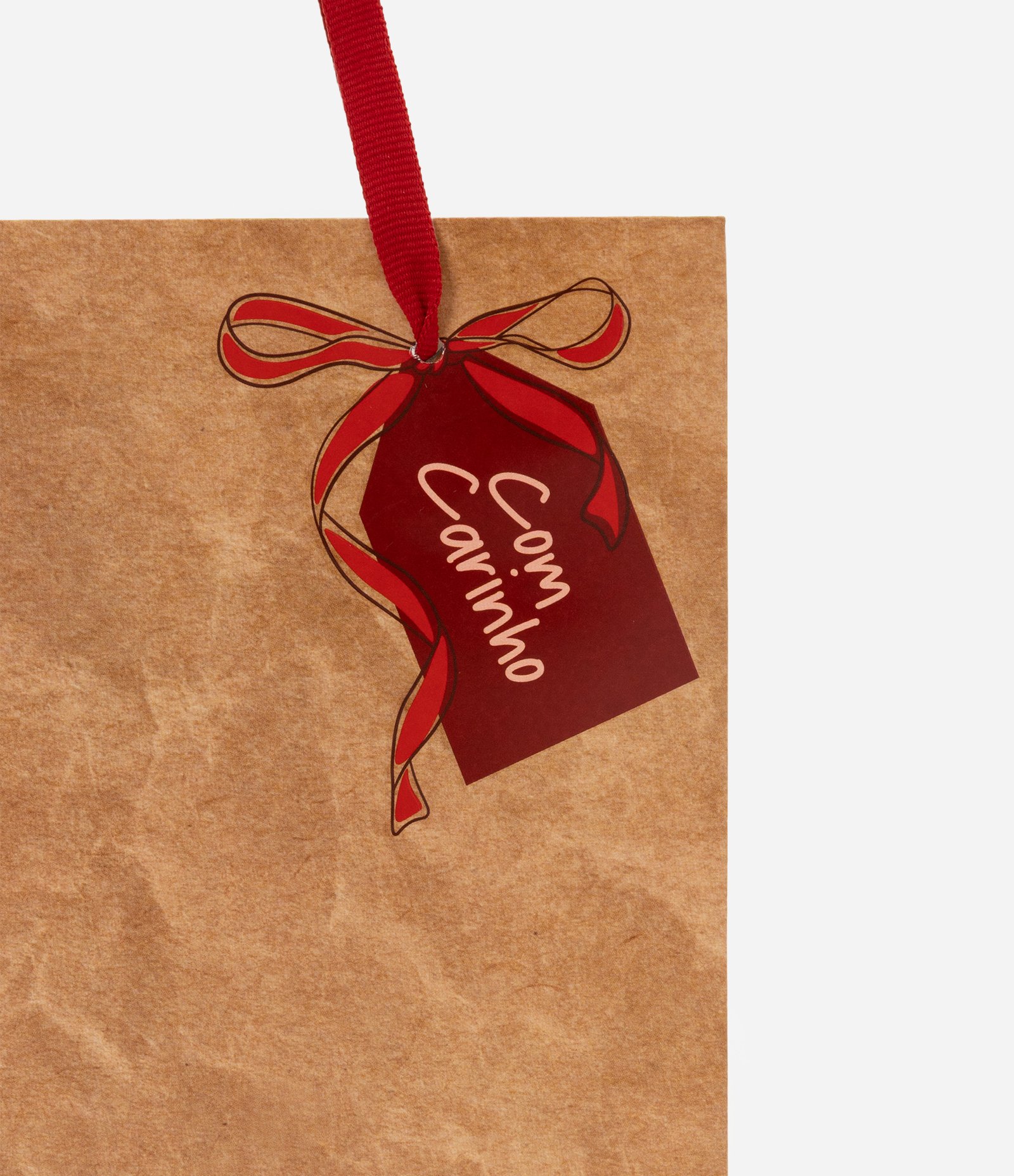 Embalagem de Presente Pequena com Estampa kraft Escrito Com Carinho Marrom 2