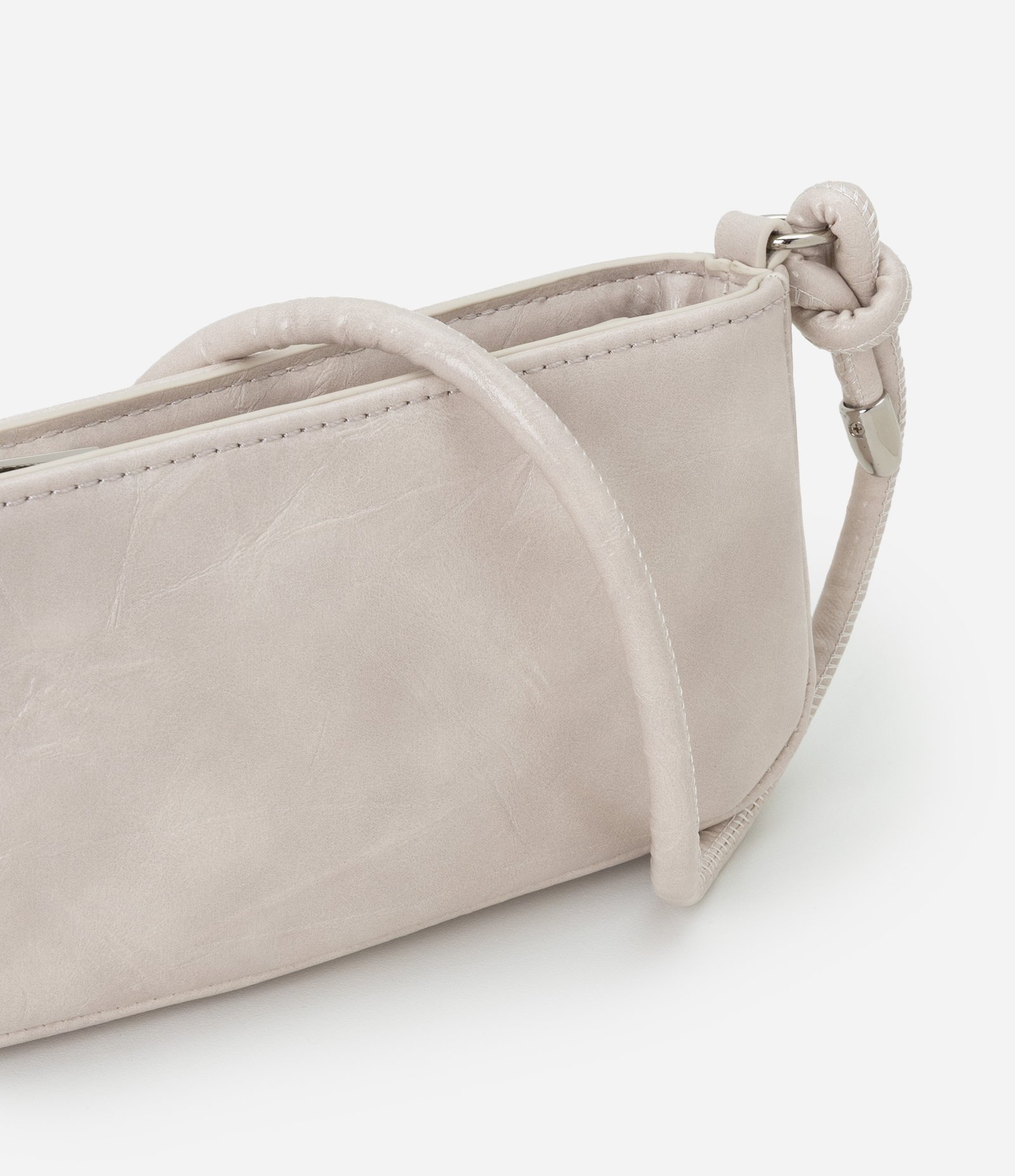 Bolsa Carteira Transversal Grande com Alça Tubular e Detalhes de Metal Cinza 4