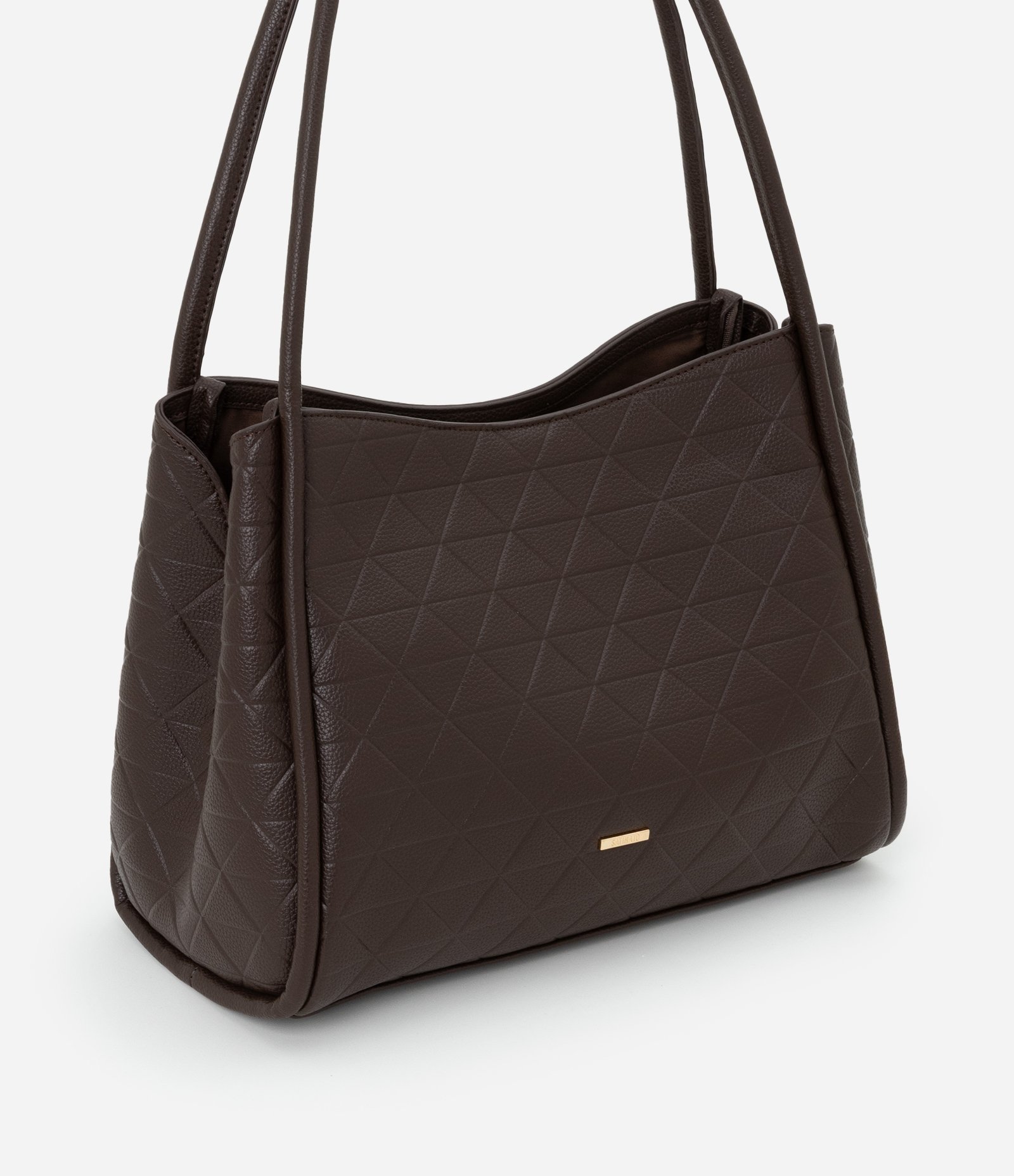 Bolsa Hobo Floater Texturizada com Divisórias Marrom 1