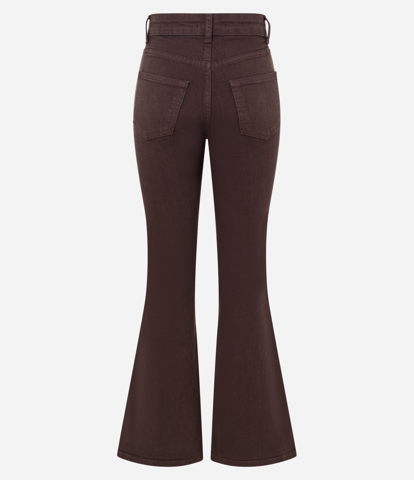 Calça Flare Cintura Alta em Sarja com Costura Lateral Transpassada Marrom 6