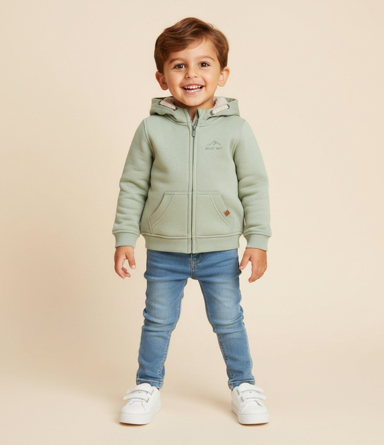 Jaqueta Infantil com Sherpa e Bordado – Tam 1 a 6 Anos Verde Claro 1