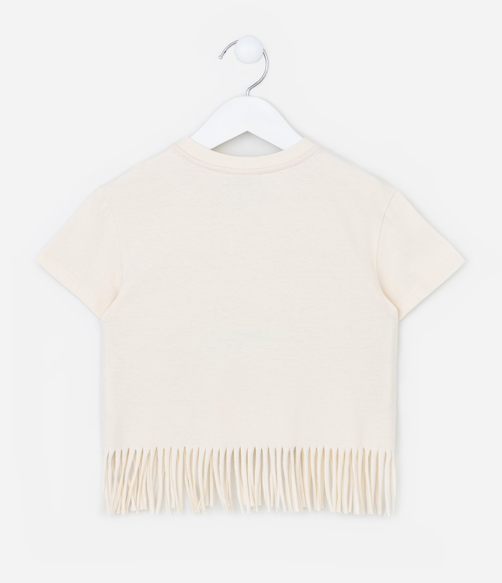 Blusa Infantil com Lettering Rio de Janeiro e Franjinhas - Tam 1 a 6 Anos Bege 2