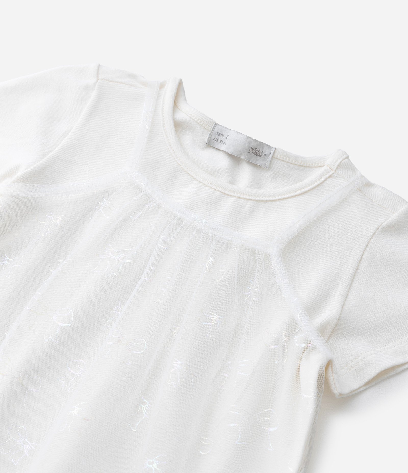 Vestido Infantil com Sobreposição de Tule - Tam 1 a 6 Anos Branco 10