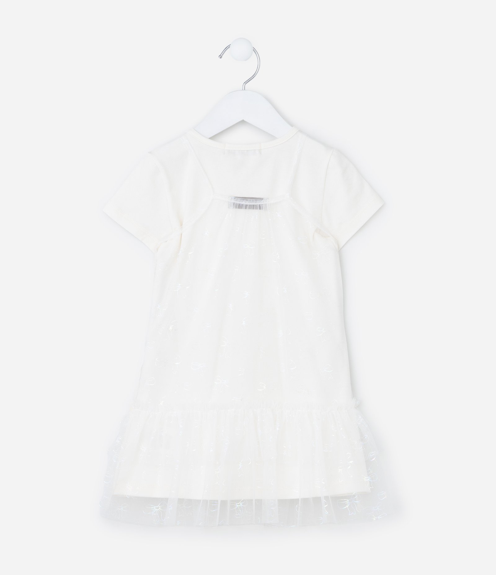 Vestido Infantil com Sobreposição de Tule - Tam 1 a 6 Anos Branco 2