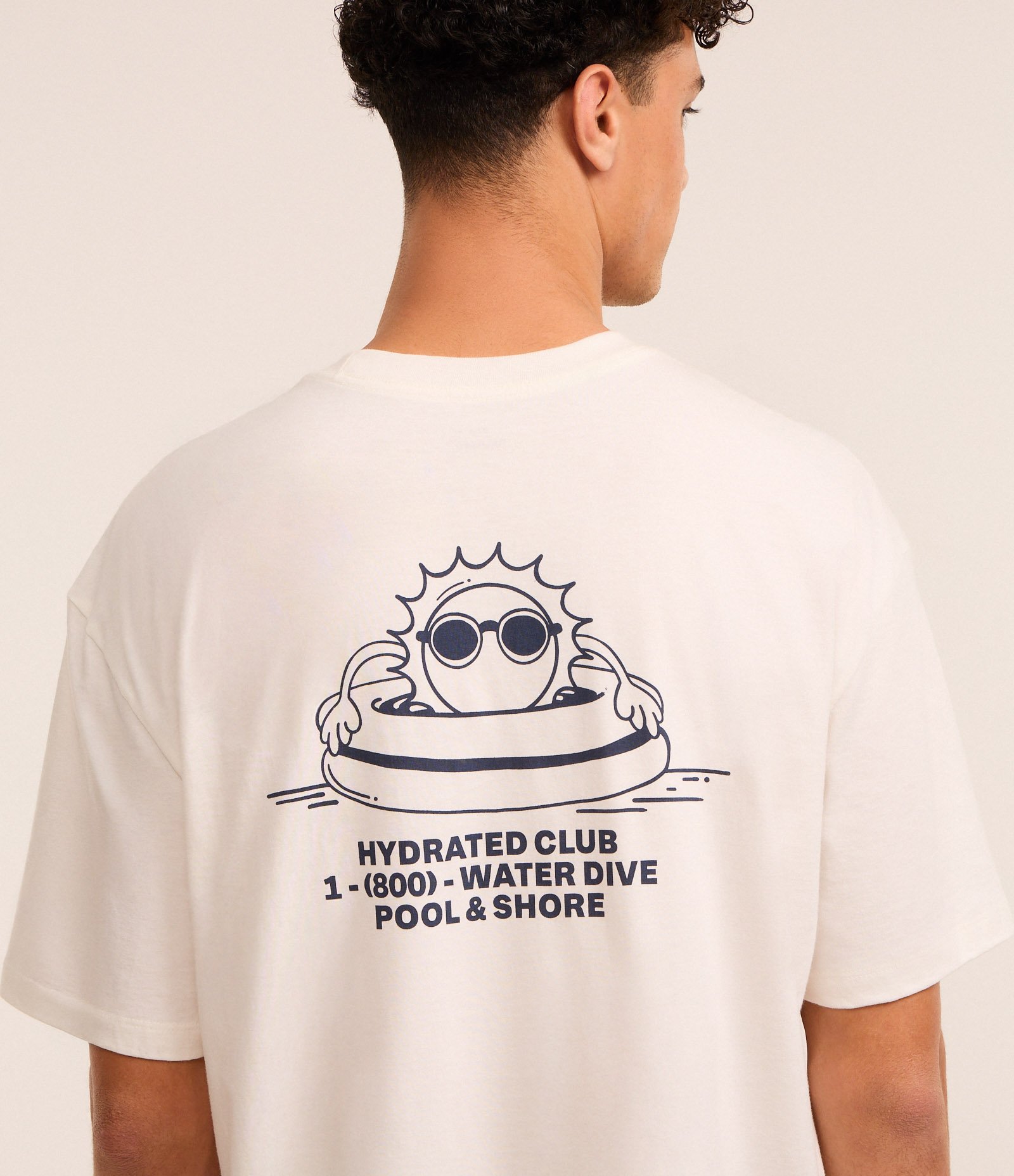 Camiseta Relaxed em Algodão com Estampa de de Sol na Piscina Branco 3