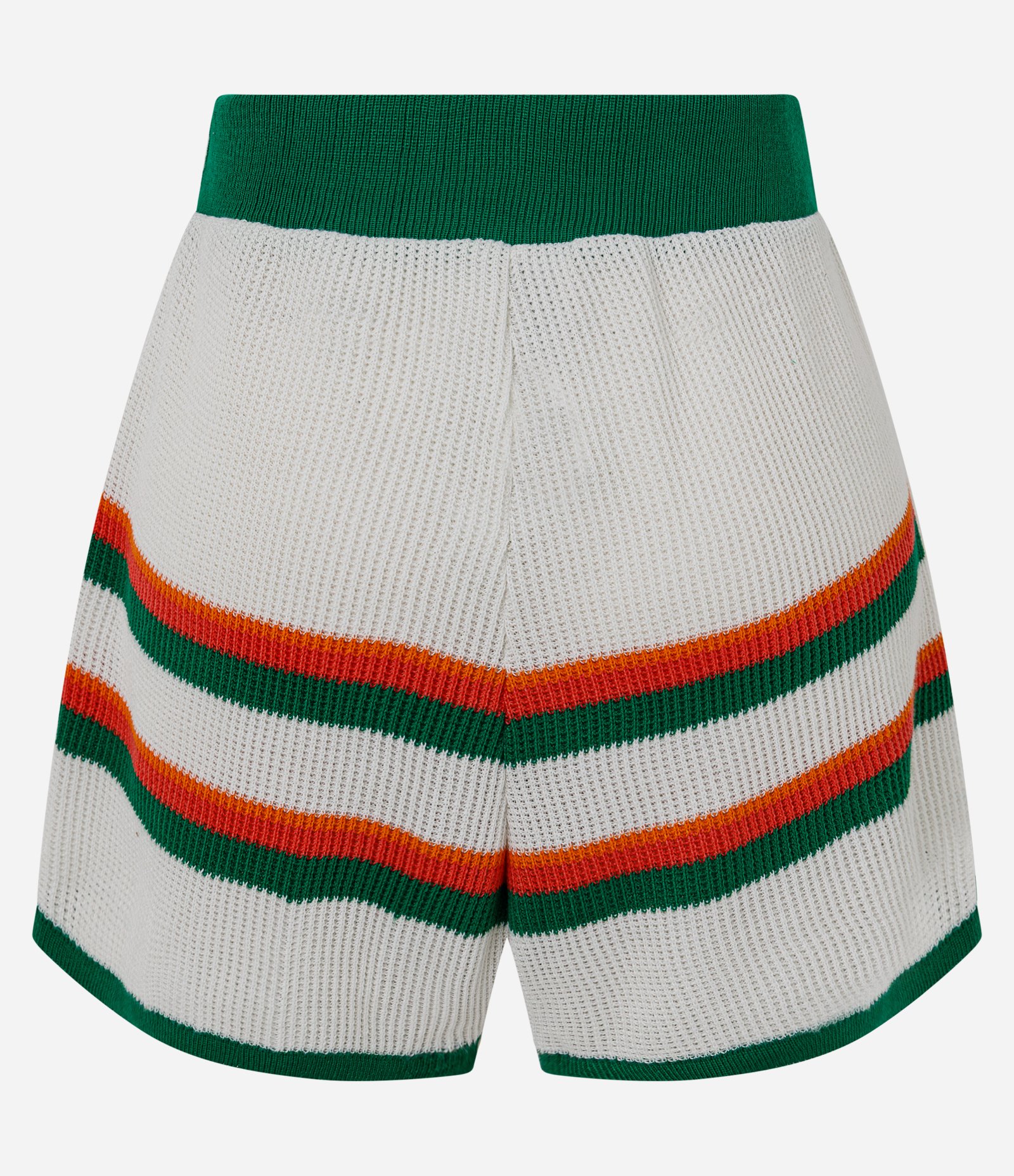 Short Curto em Tricô com Listras e Cós Contrastante Branco/Verde/Laranja 3