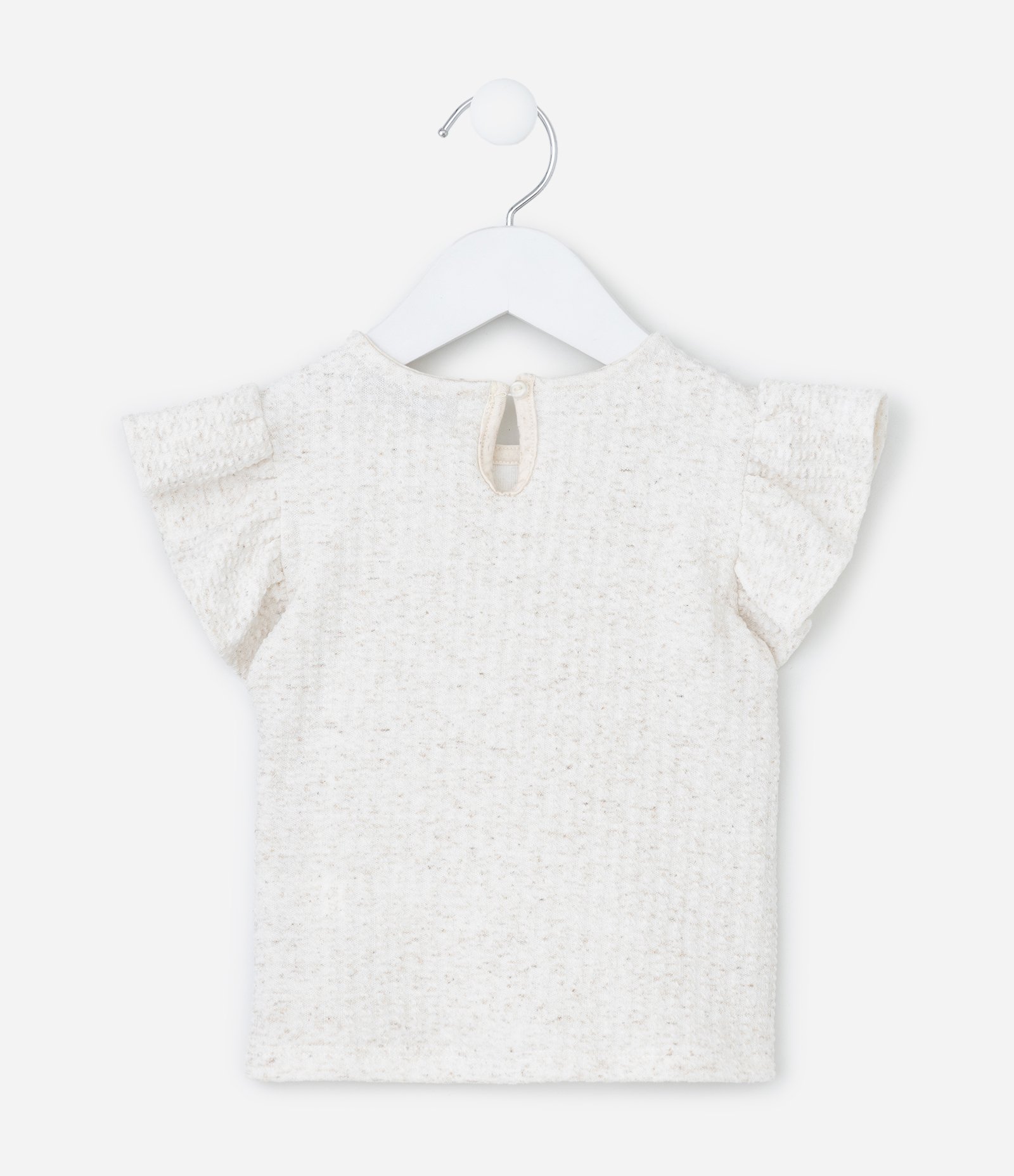 Conjunto Infantil com Flores Texturizada - Tam 1 a 6 Anos Bege 3