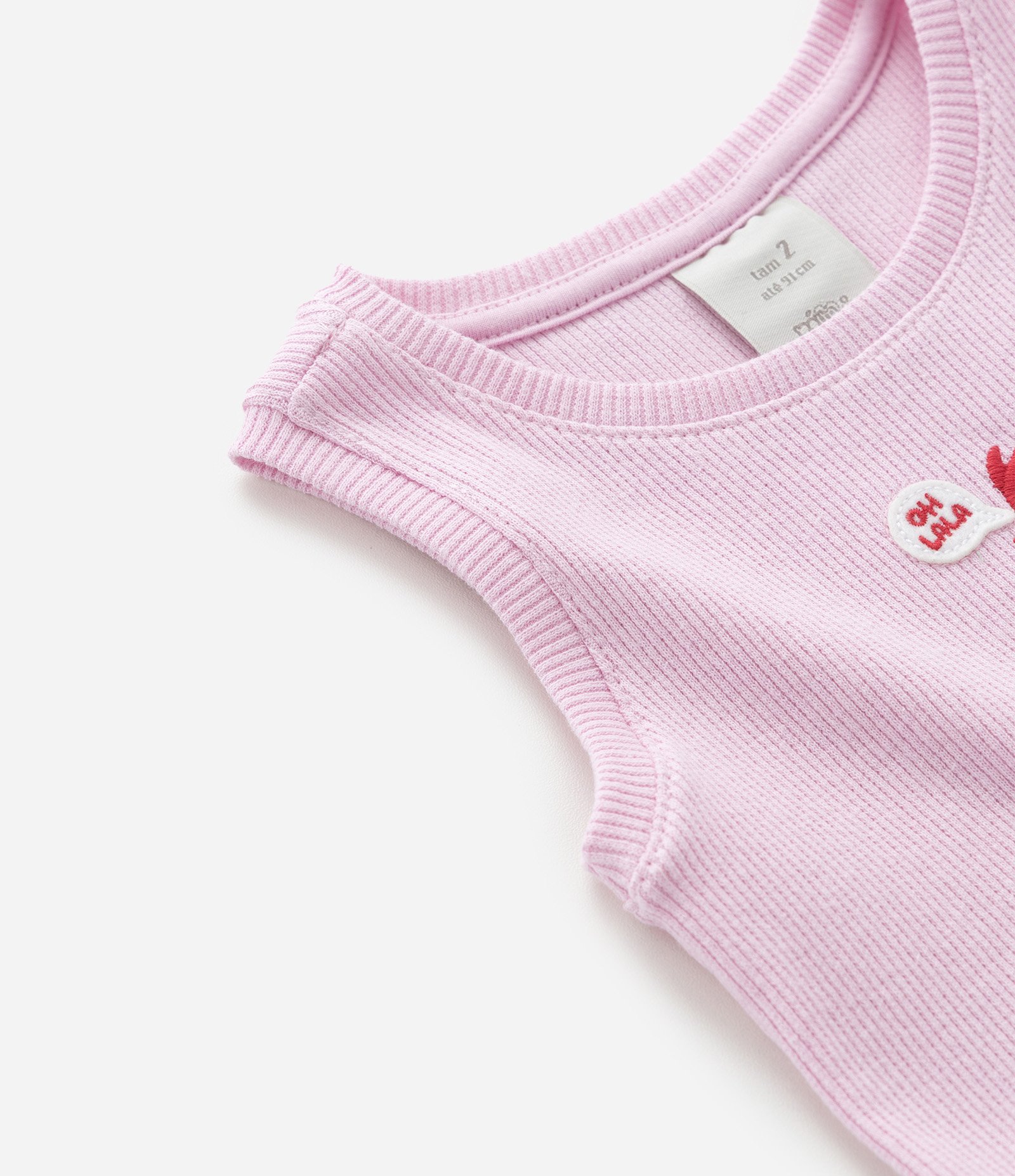 Regata Infantil em Ribana com Bordado de Lagosta - Tam 1 a 6 Anos Rosa 4