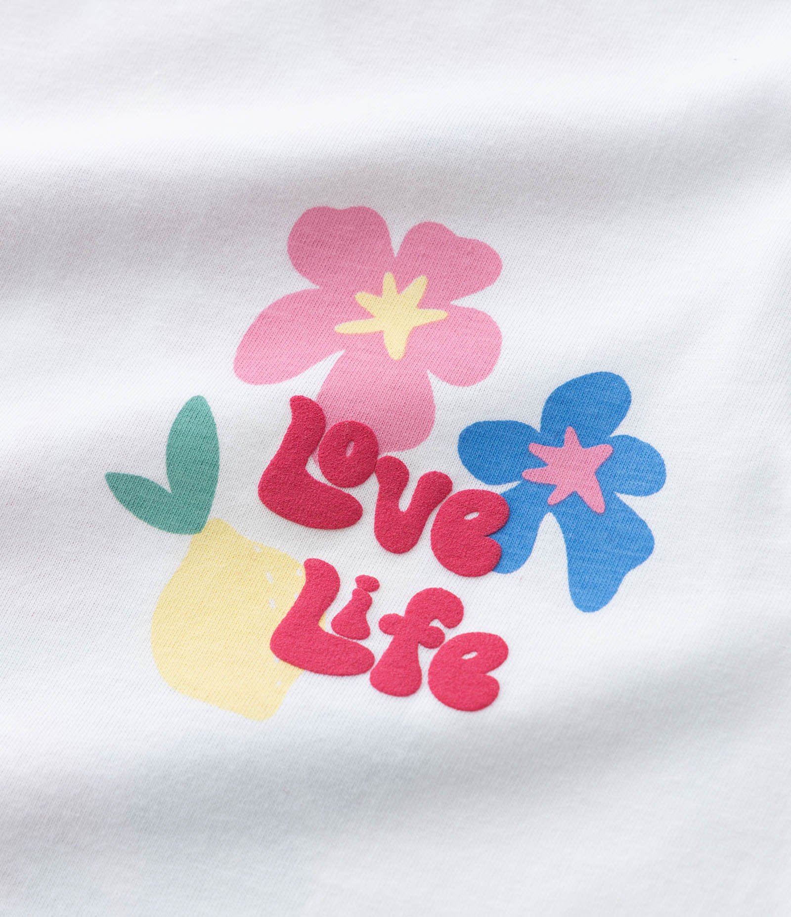 Conjunto Infantil com Estampa Floral e Lettering Love Life - Tam 1 a 6 Anos Branco 10