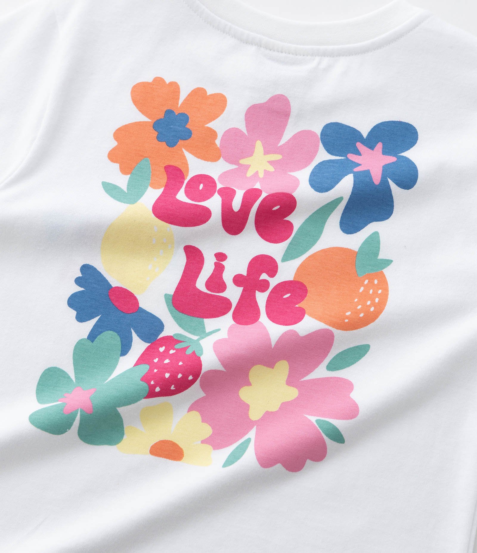 Conjunto Infantil com Estampa Floral e Lettering Love Life - Tam 1 a 6 Anos Branco 11