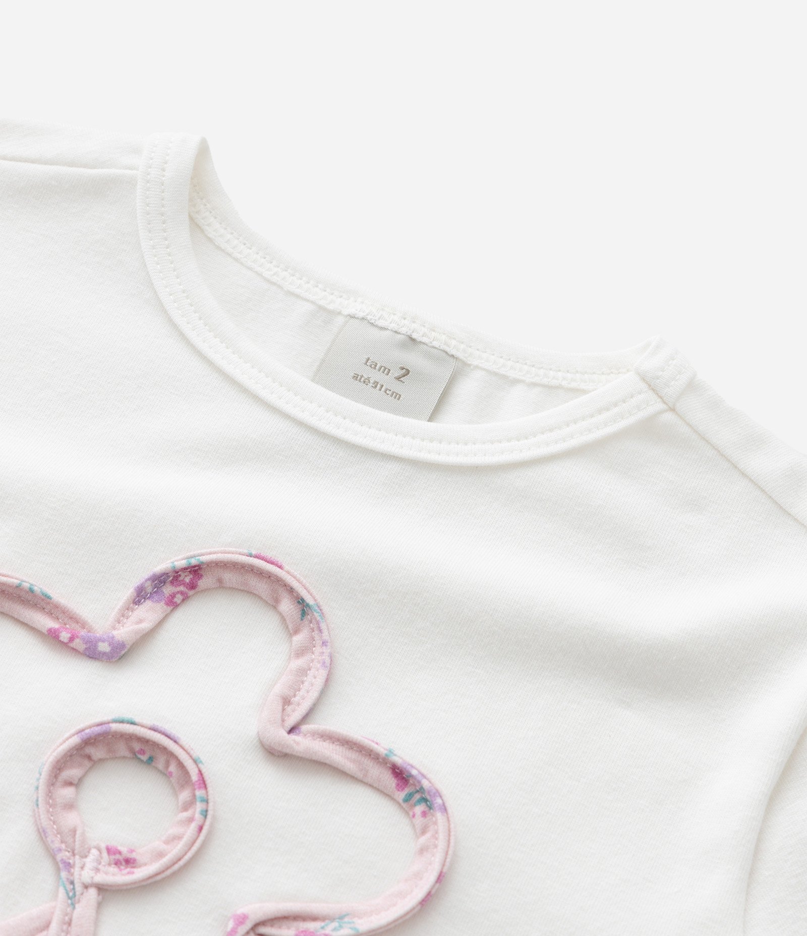 Conjunto Infantil em Cotton com Flores - Tam 1 a 6 Anos Branco/Rosa 9