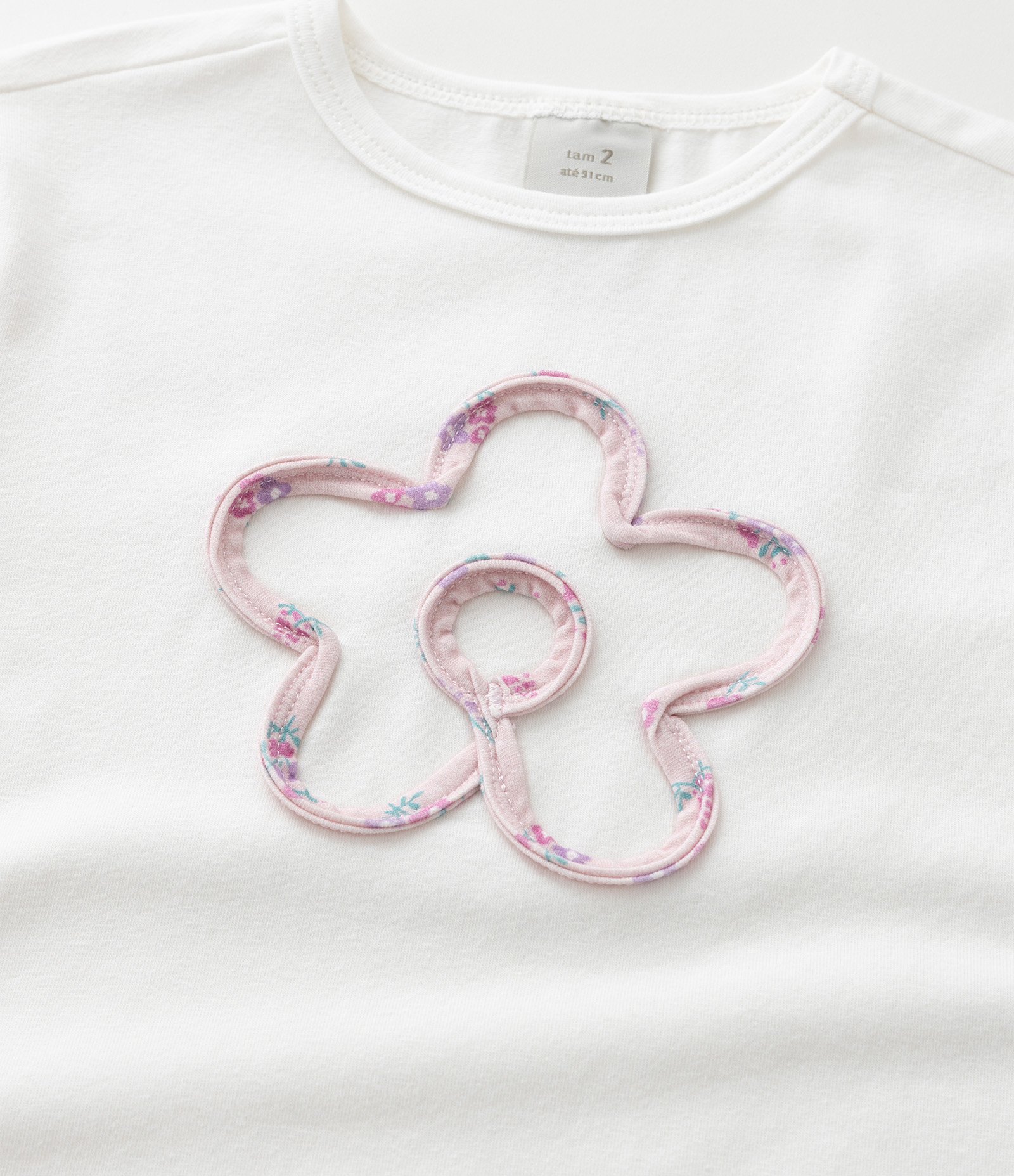 Conjunto Infantil em Cotton com Flores - Tam 1 a 6 Anos Branco/Rosa 10