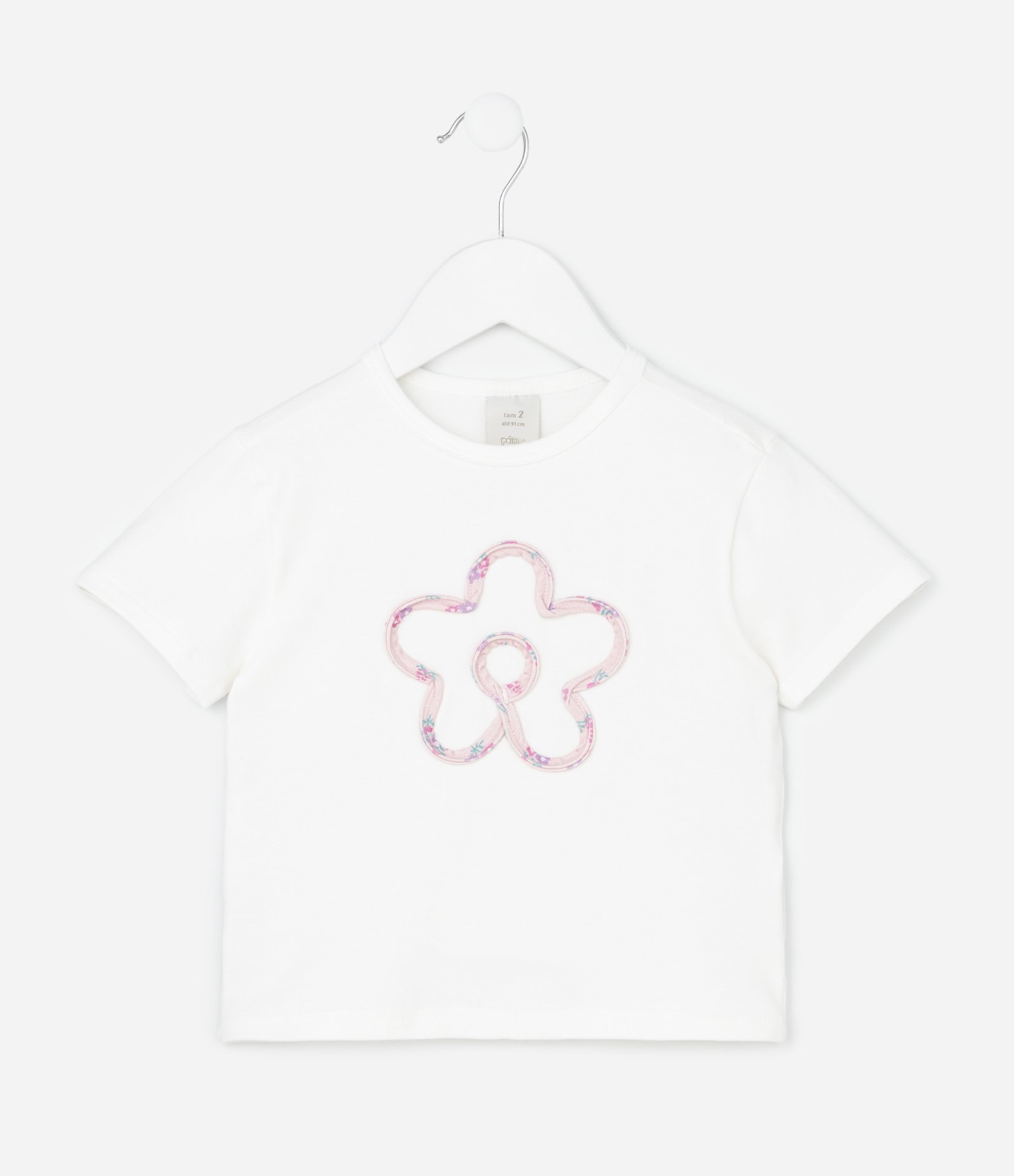 Conjunto Infantil em Cotton com Flores - Tam 1 a 6 Anos Branco/Rosa 2