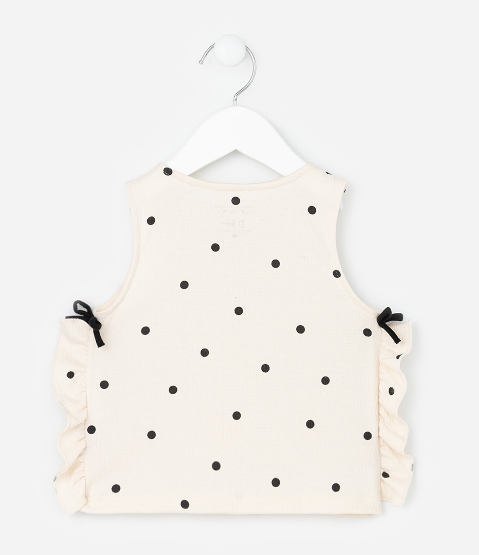 Regata Infantil com Estampa Poá com Babadinho na Lateral - Tam 1 a 6 Anos Bege 2