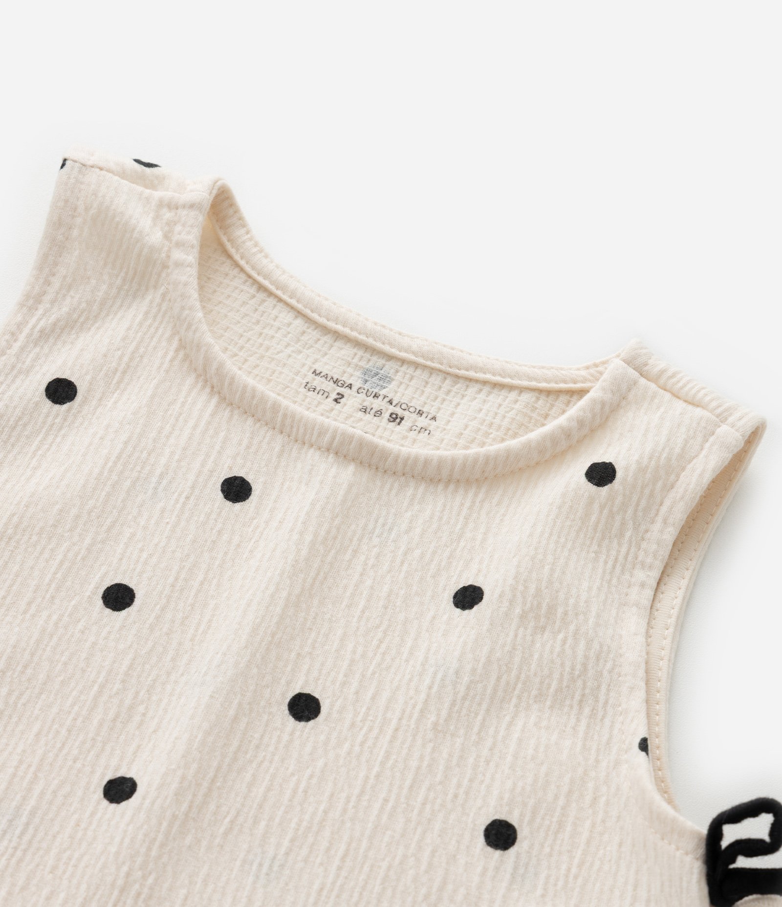 Regata Infantil com Estampa Poá com Babadinho na Lateral - Tam 1 a 6 Anos Bege 5