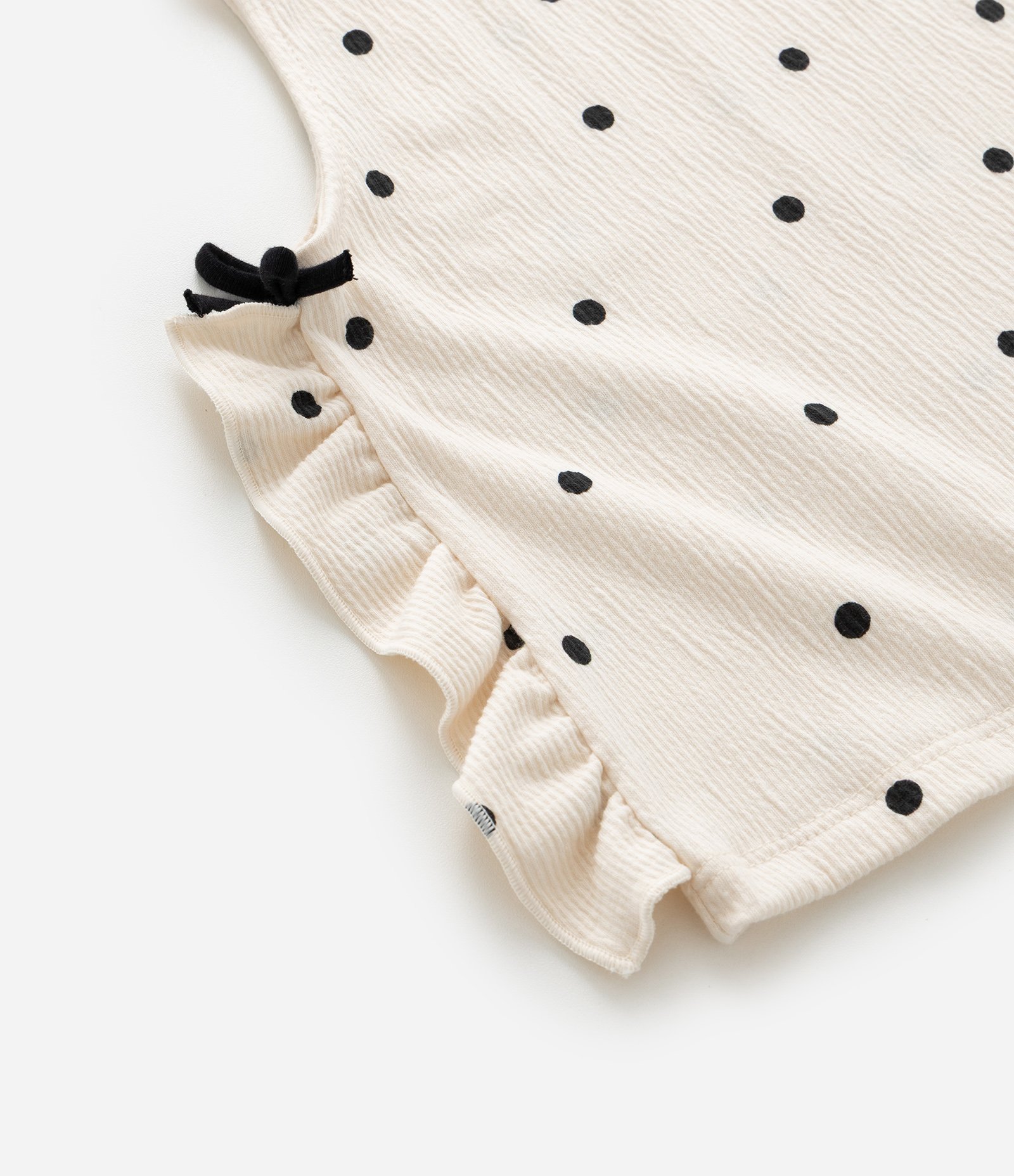 Regata Infantil com Estampa Poá com Babadinho na Lateral - Tam 1 a 6 Anos Bege 6