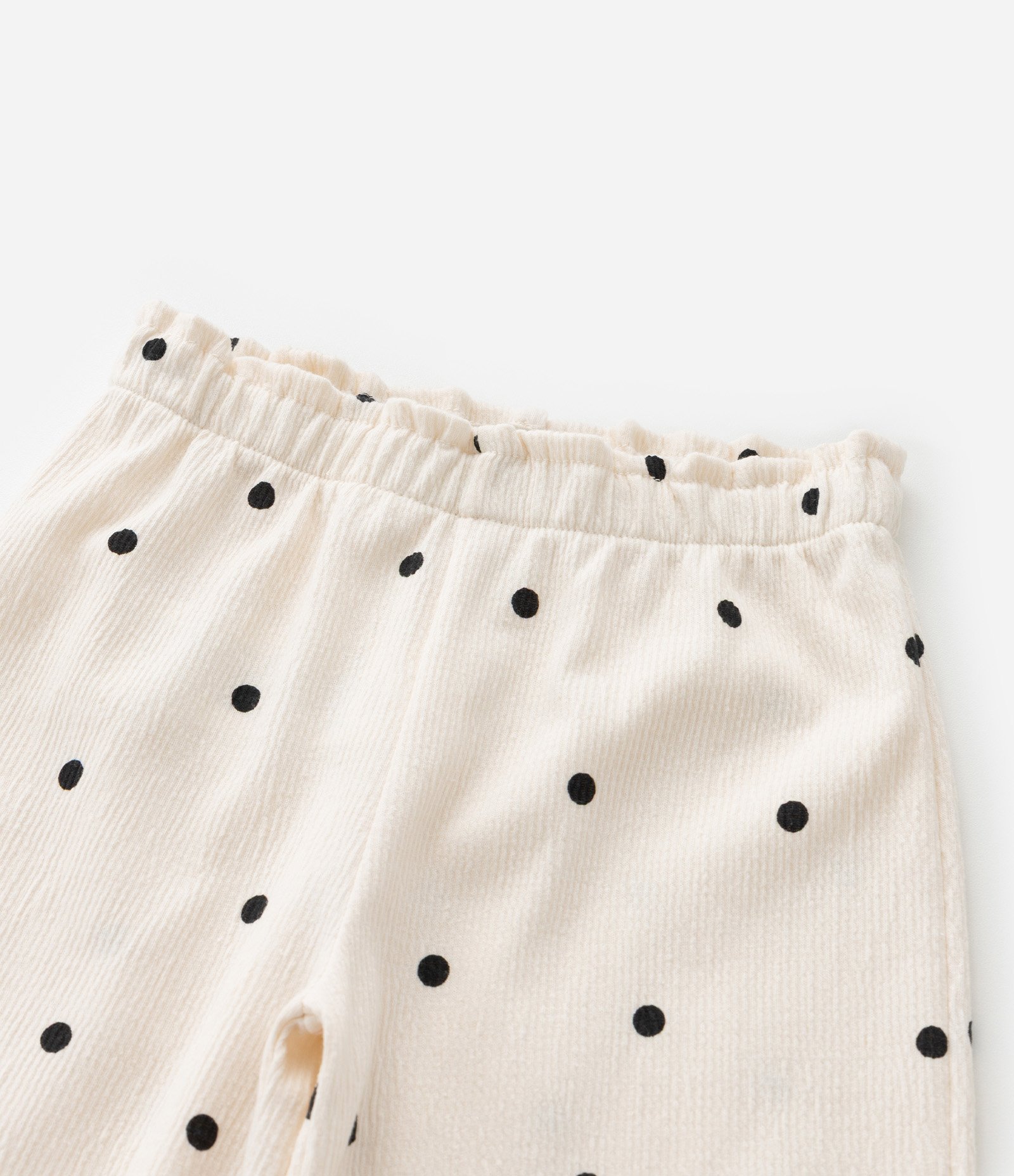 Calça Infantil com Estampa Poá Babados Laterais e Texturizada - Tam 1 a 6 Anos Bege 5