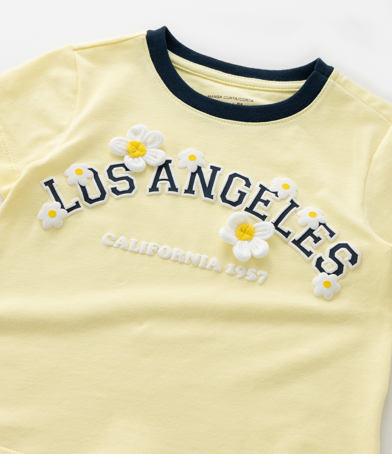 Conjunto Infantil com Margaridas Los Angeles - Tam 1 a 6 Anos Amarelo/Azul 11