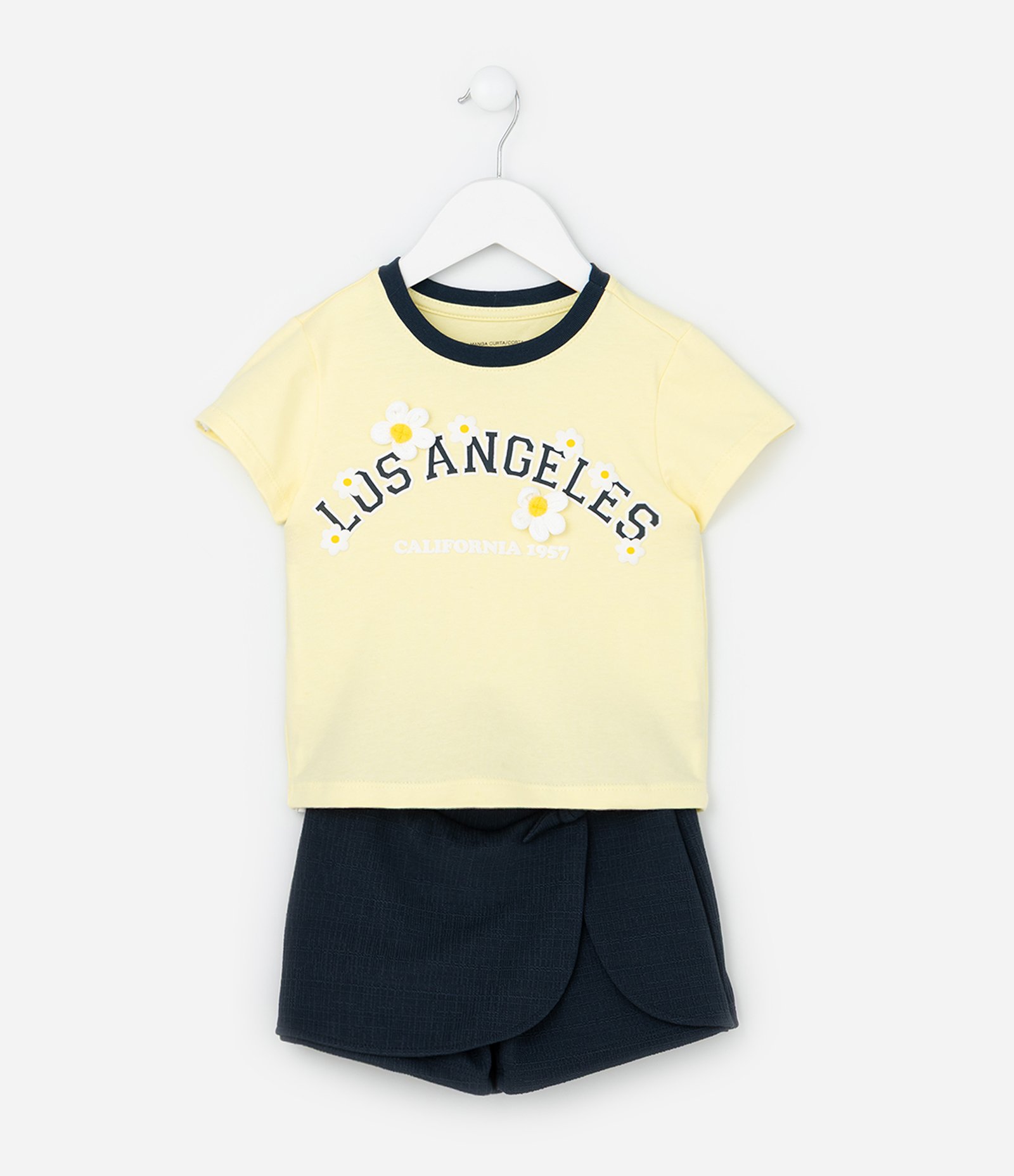 Conjunto Infantil com Margaridas Los Angeles - Tam 1 a 6 Anos Amarelo/Azul 1