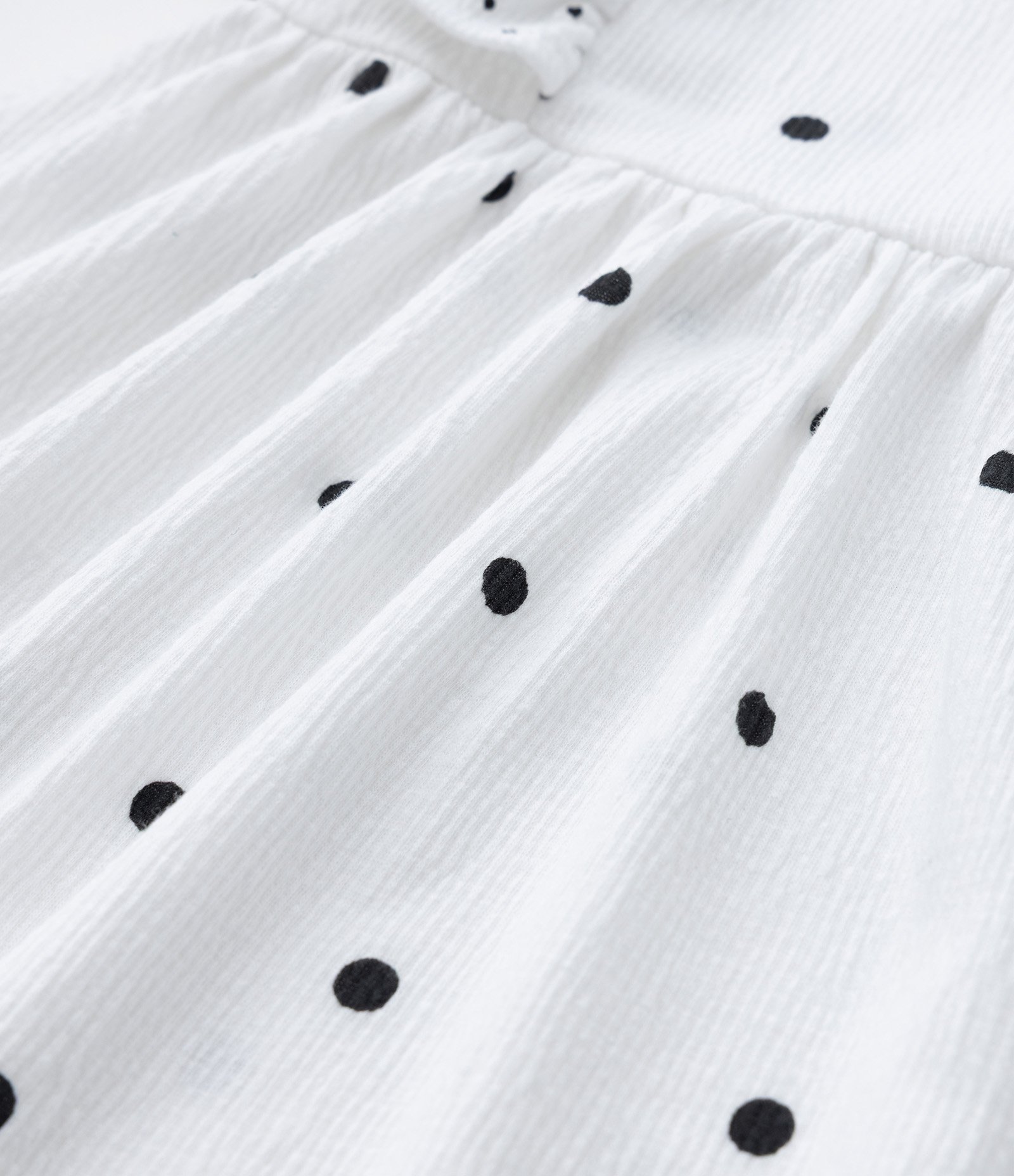 Vestido Infantil em Anarruga com Estampa Poá- Tam 1 a 6 Anos Branco 4