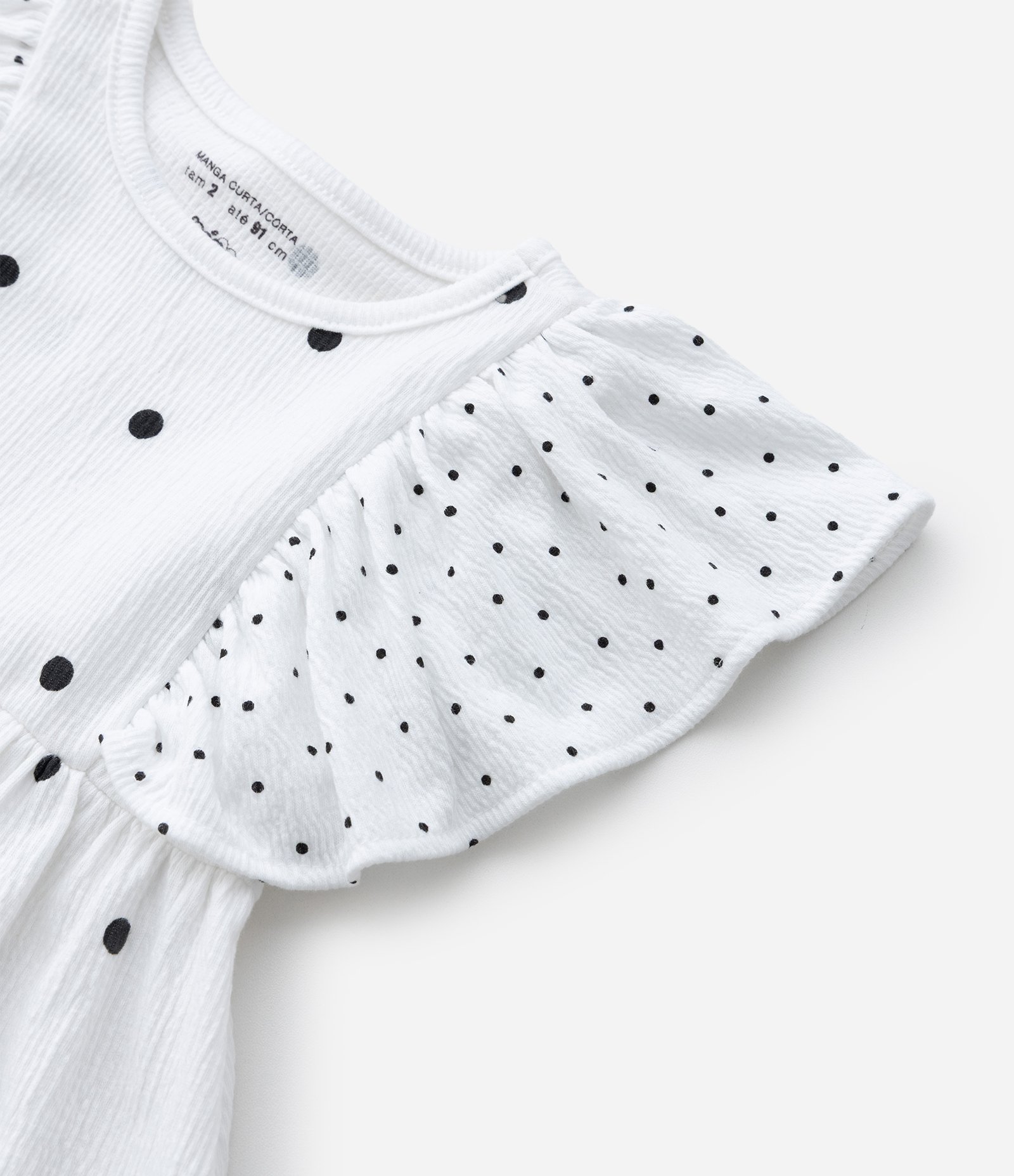 Vestido Infantil em Anarruga com Estampa Poá- Tam 1 a 6 Anos Branco 5