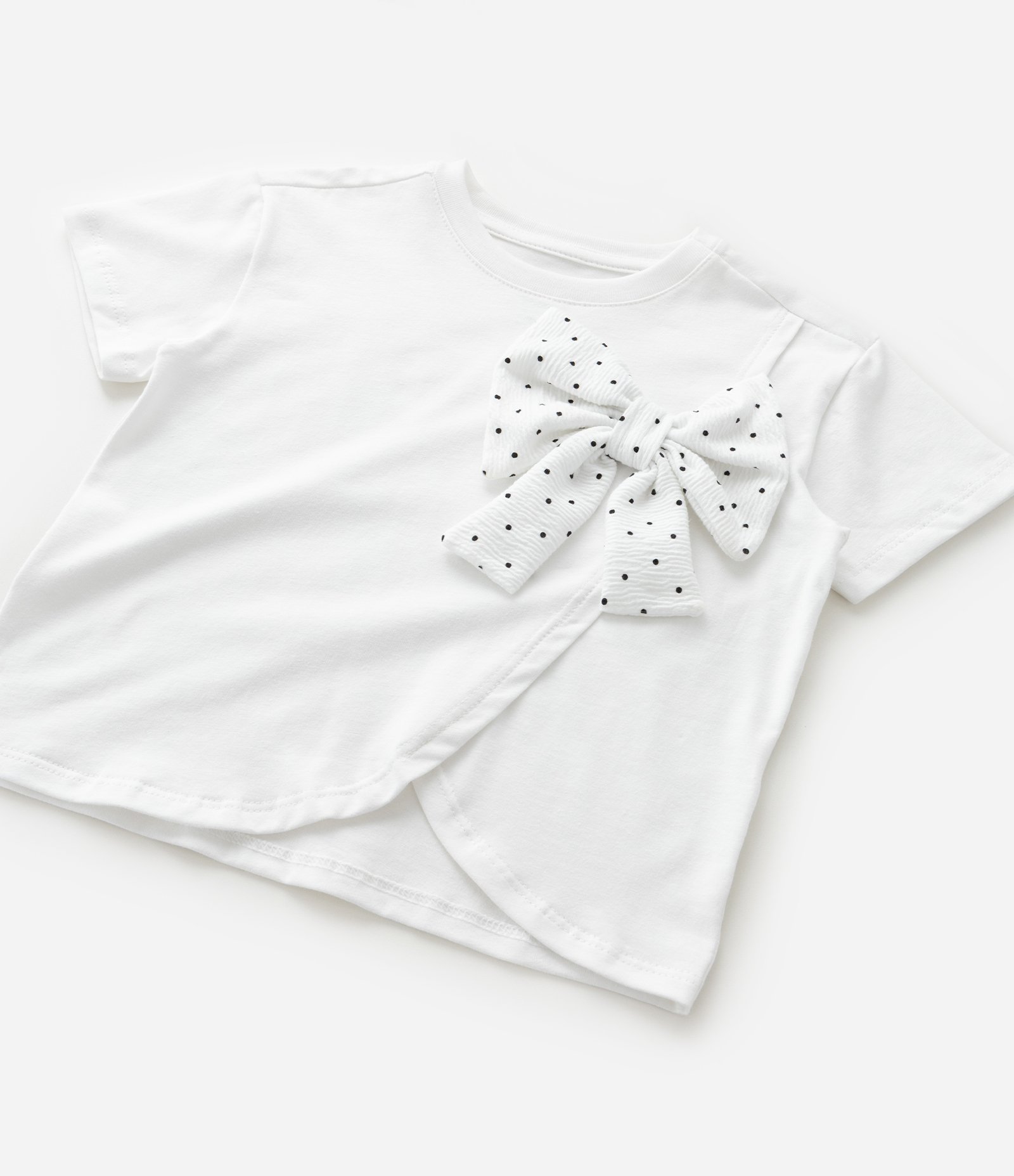 Blusa Infantil com Laço Poá Aplicado - Tam 1 a 6 Anos Branco 4