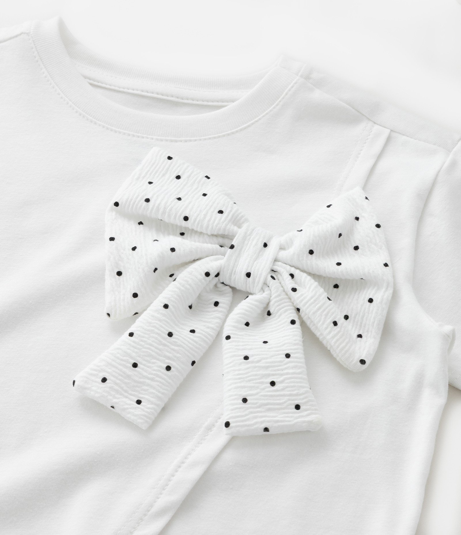 Blusa Infantil com Laço Poá Aplicado - Tam 1 a 6 Anos Branco 5