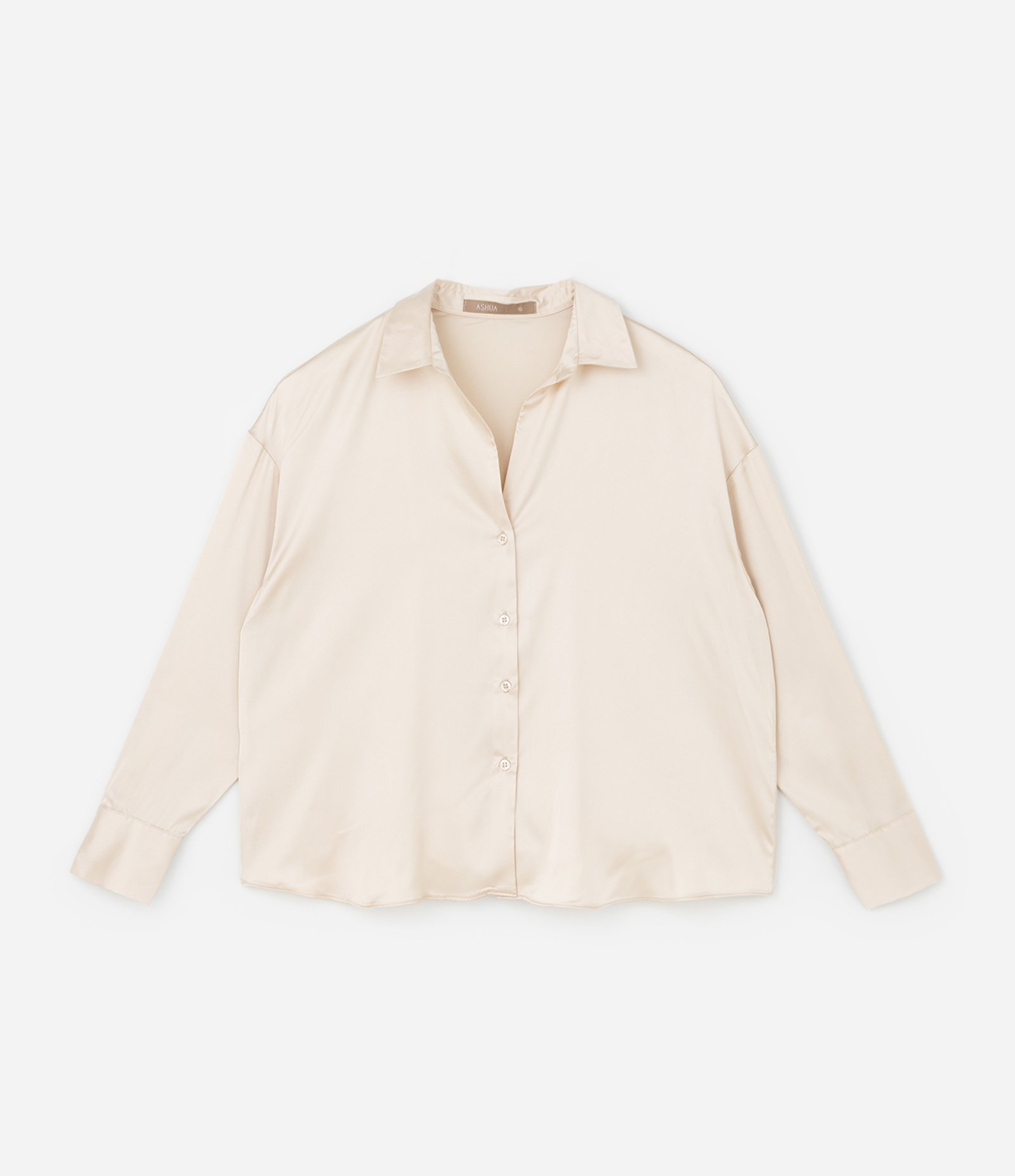 Camisa em Cetim Curve & Plus Size Bege 6