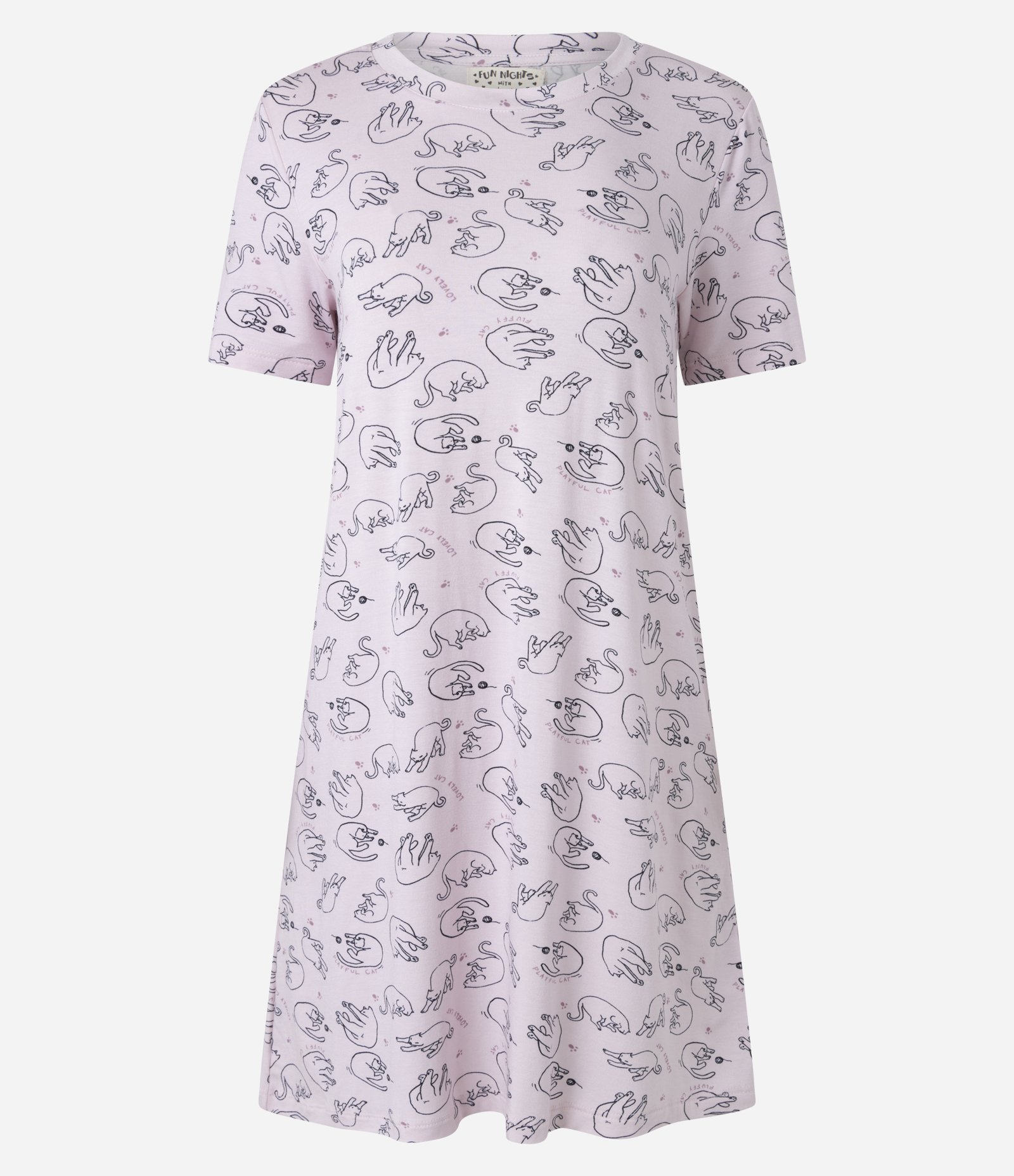 Camisola Curta em Viscose com Estampa de Gatinhos Rosa 3