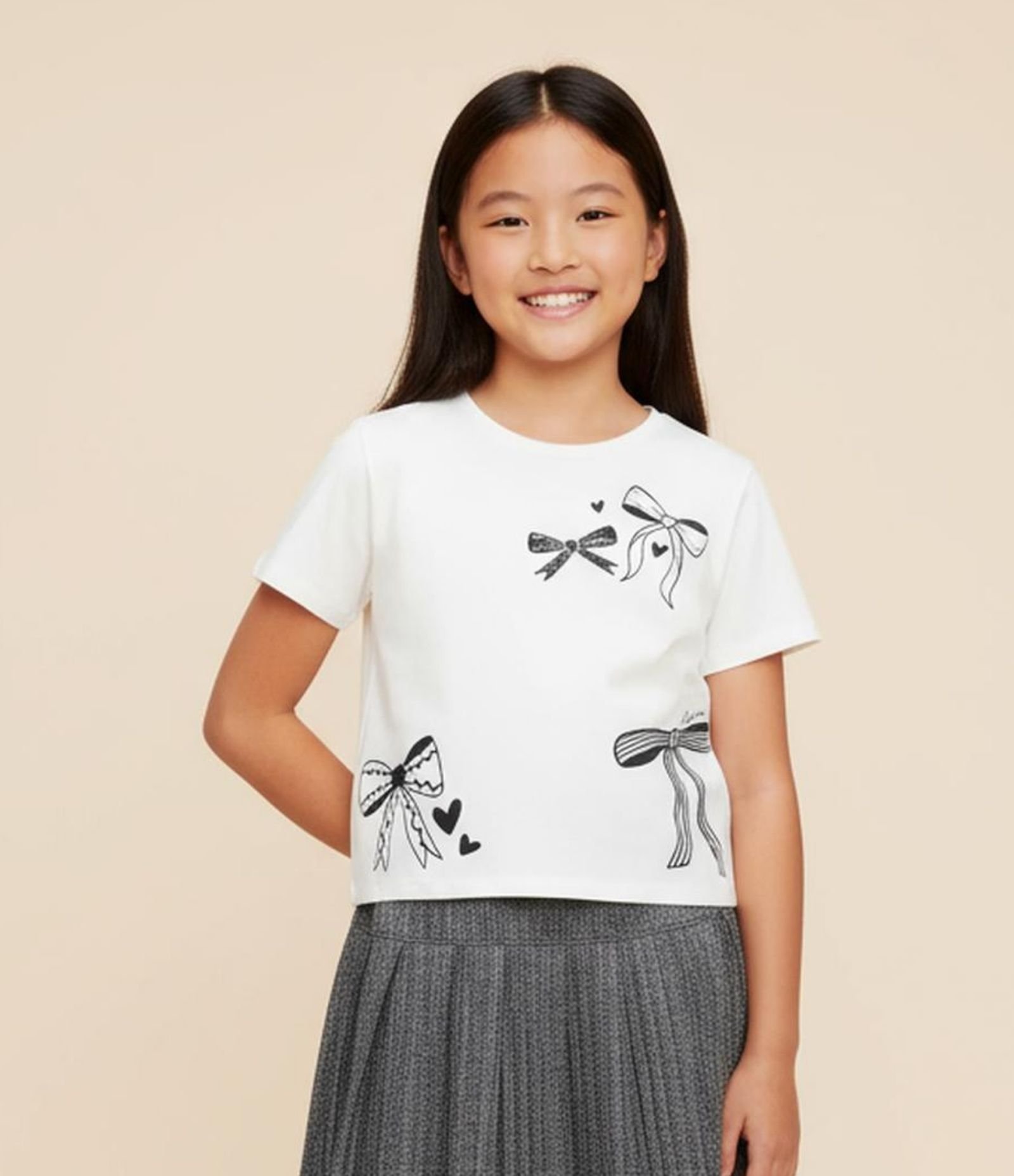 Camiseta Infantil com Estampa de Laços - Tam 5 a 14 anos Branco 1