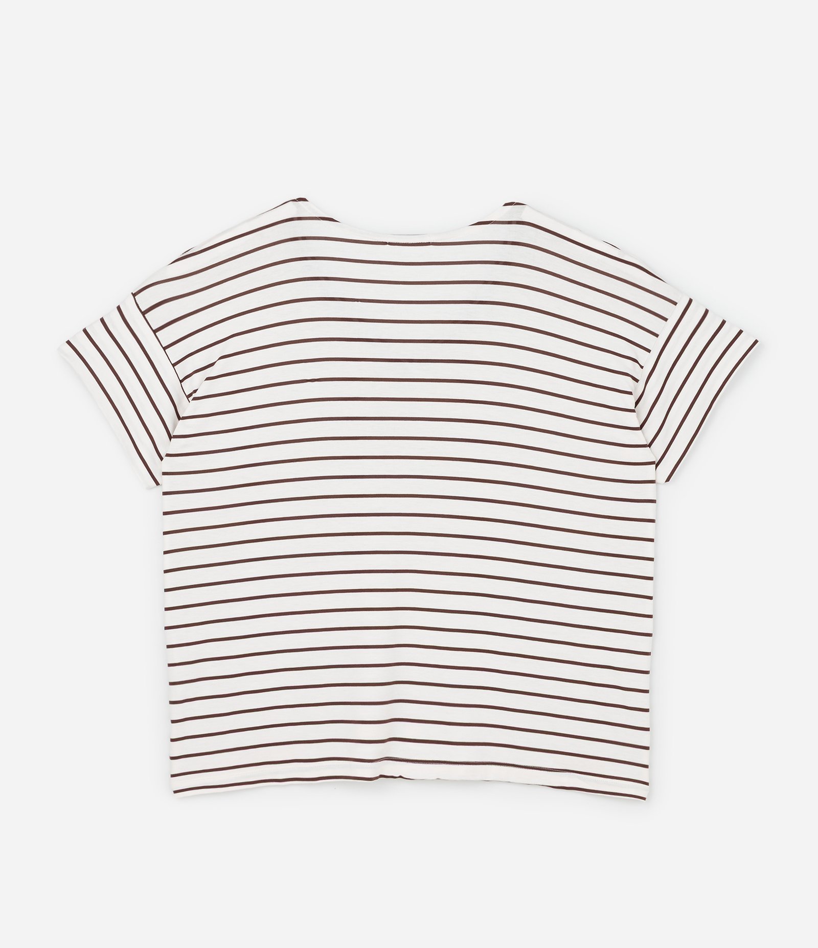 Blusa Alongada em Viscolycra Listrada Curve & Plus Size Branco/Marrom 6