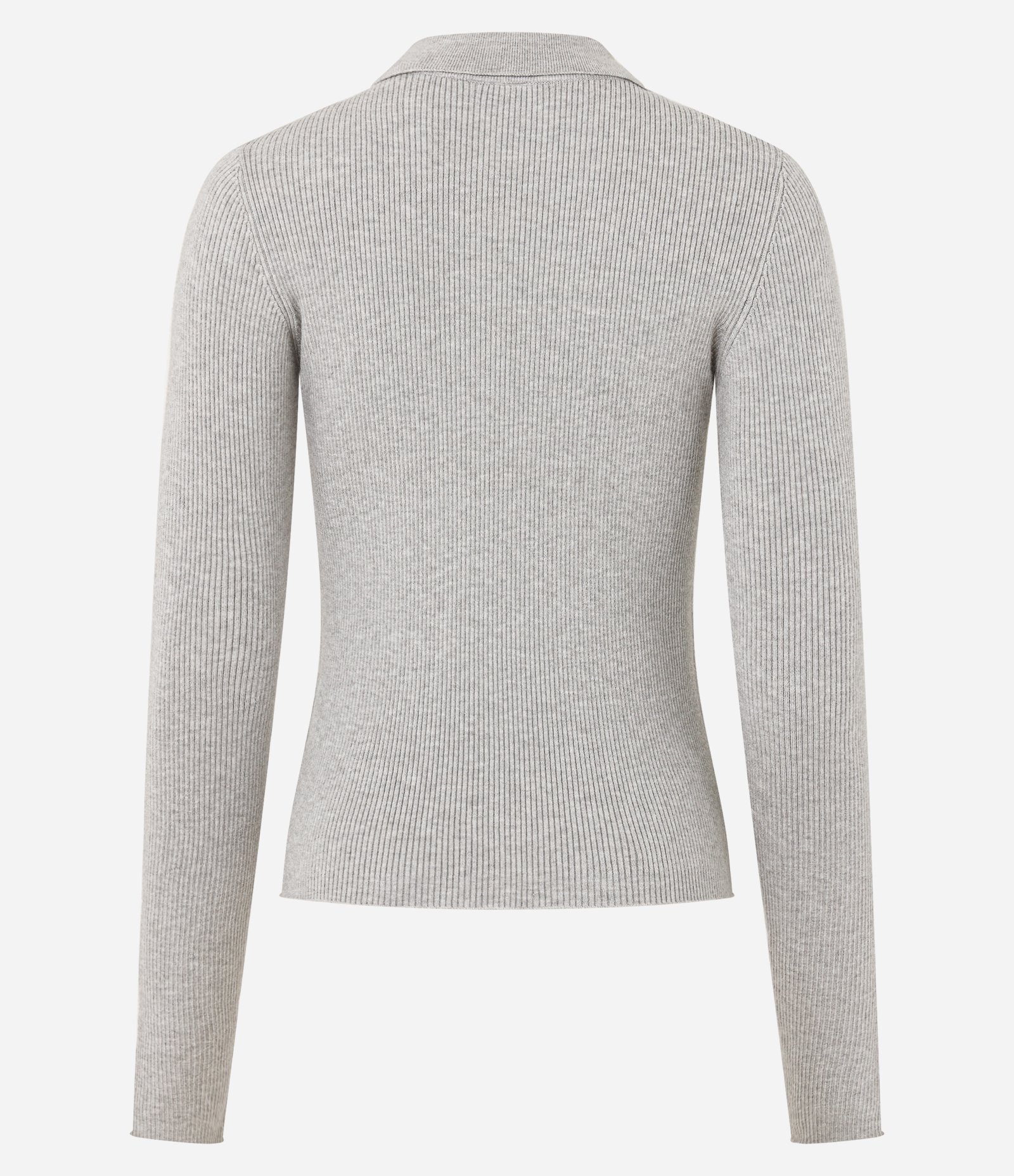 Blusa em Viscose em EfeitoTricô com Gola Polo e Zíper Cinza 7