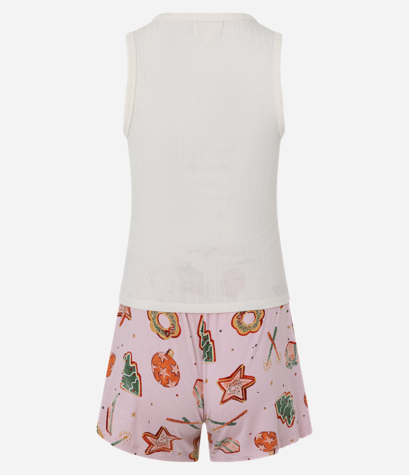 Pijama Short Doll em Ribana com Estampa Chocotone Branco 5