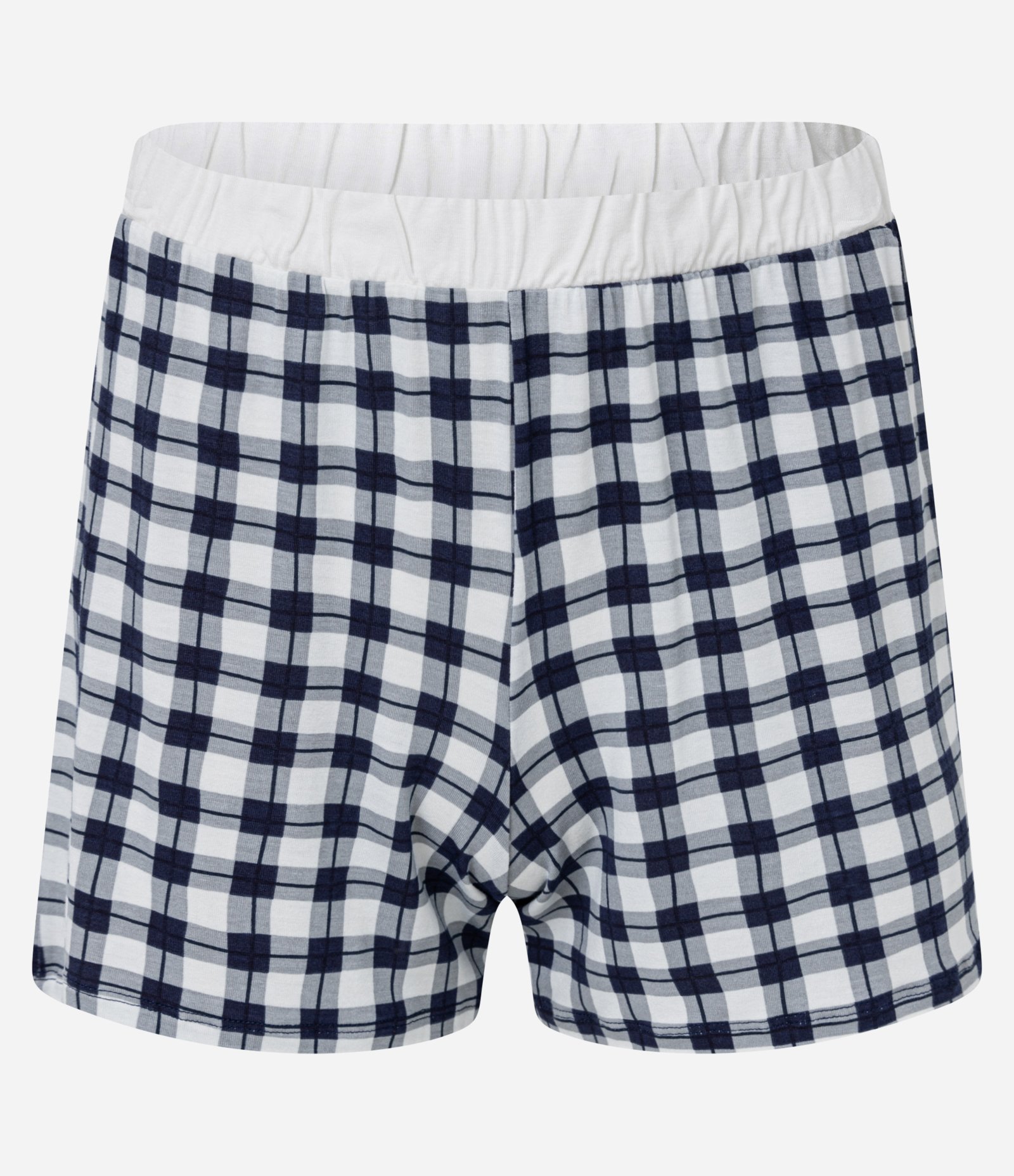 Pijama Short Doll em Viscose com Estampa de Frutas e Short Xadrez Branco 3