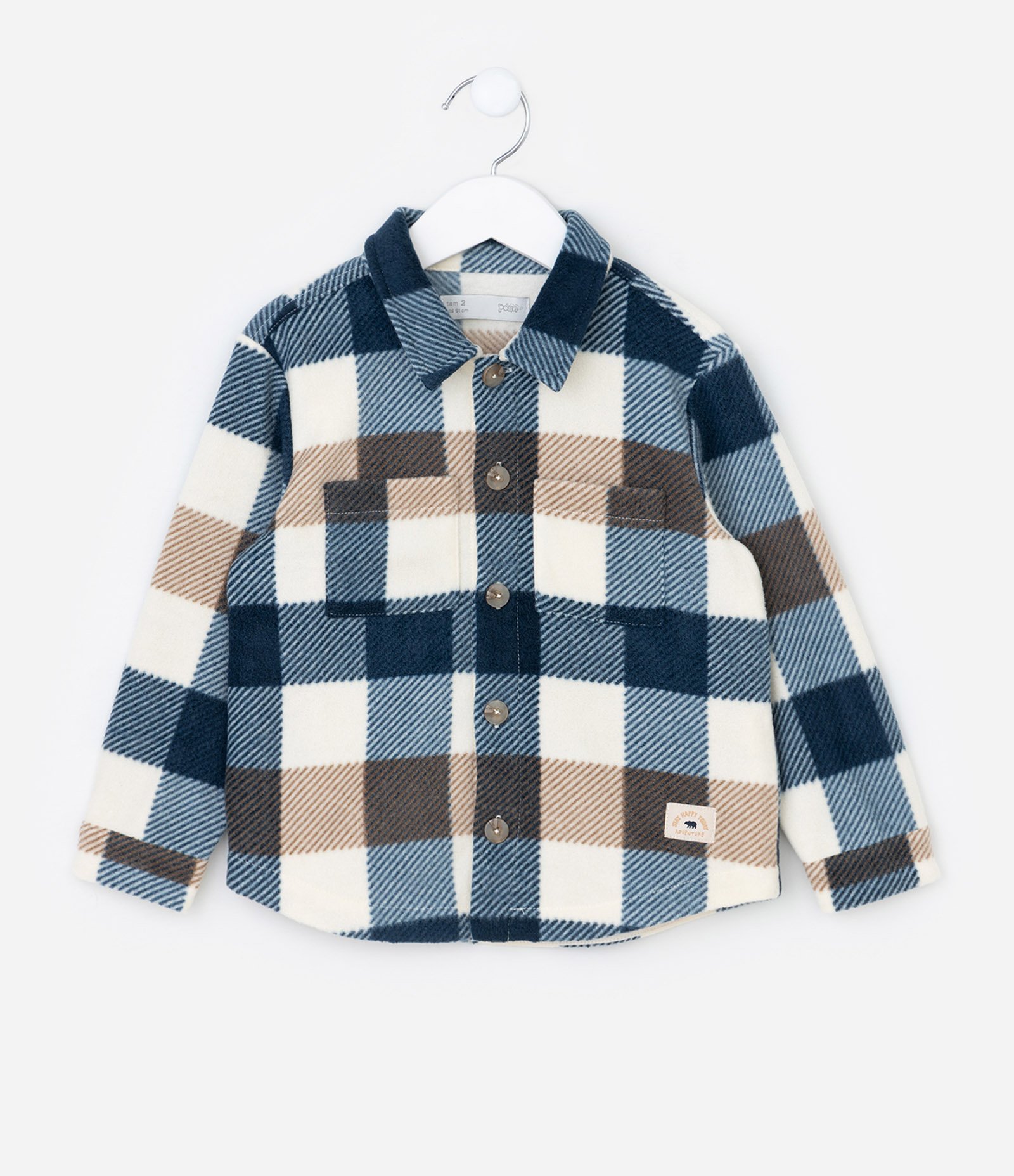 Camisa Infantil em Fleece com Estampa Xadrez – Tam 1 a 5/6 Anos Azul/Marrom 1