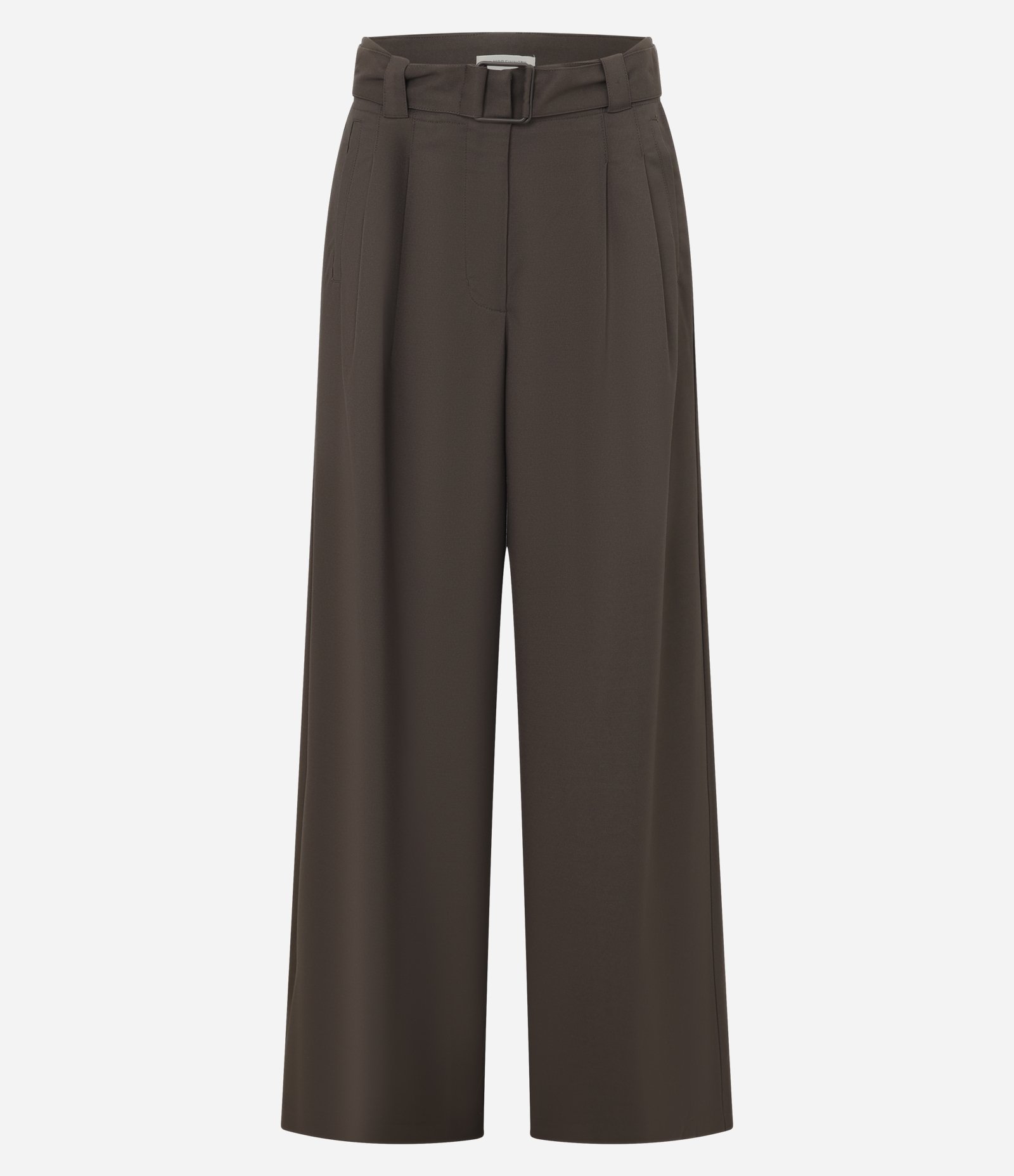 Calça Wide Leg em Alfaiataria com Pregas Frontais e Cinto Marrom 5