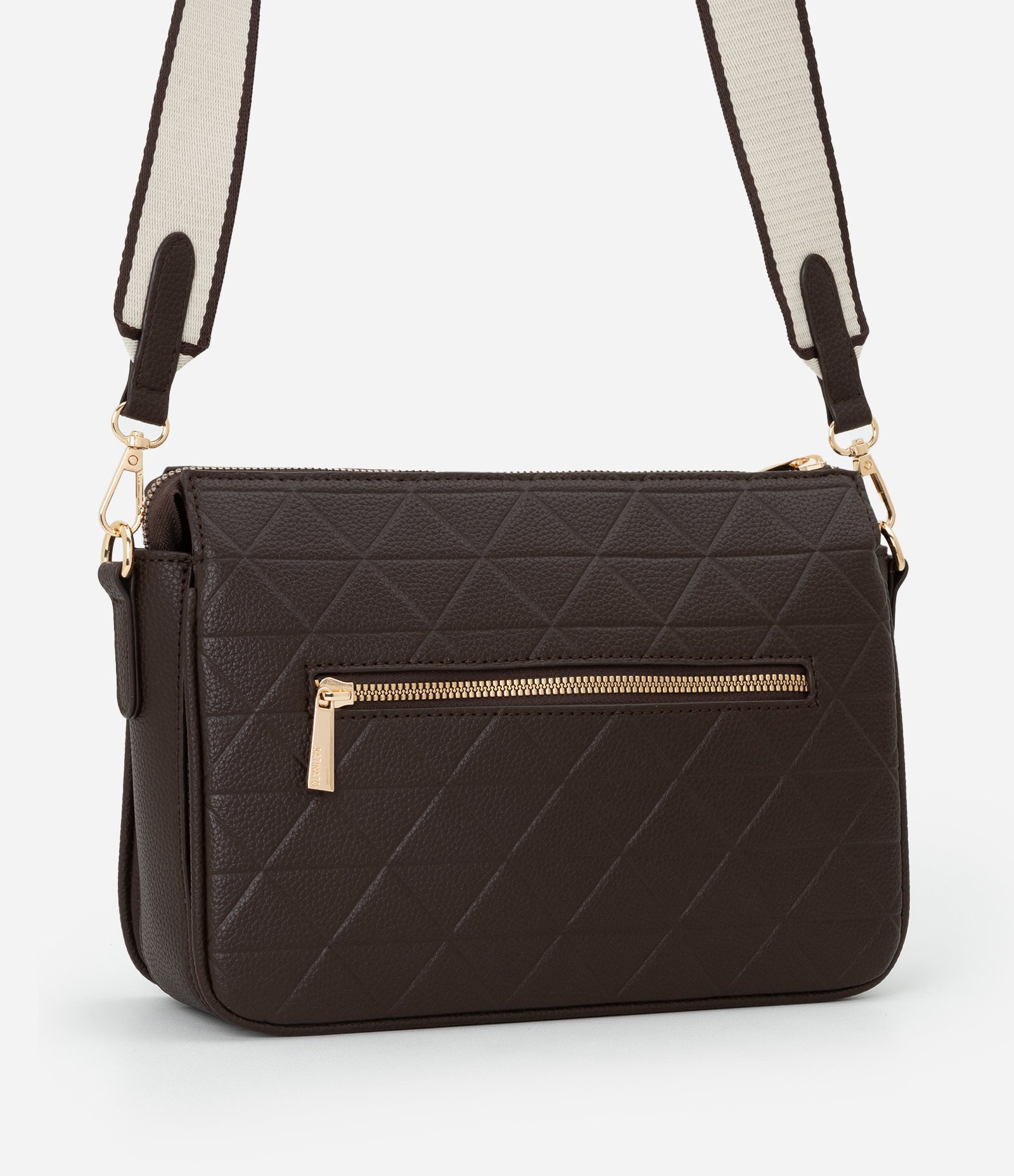 Bolsa Transversal Média com Divisórias e Bolso Externo Marrom 3