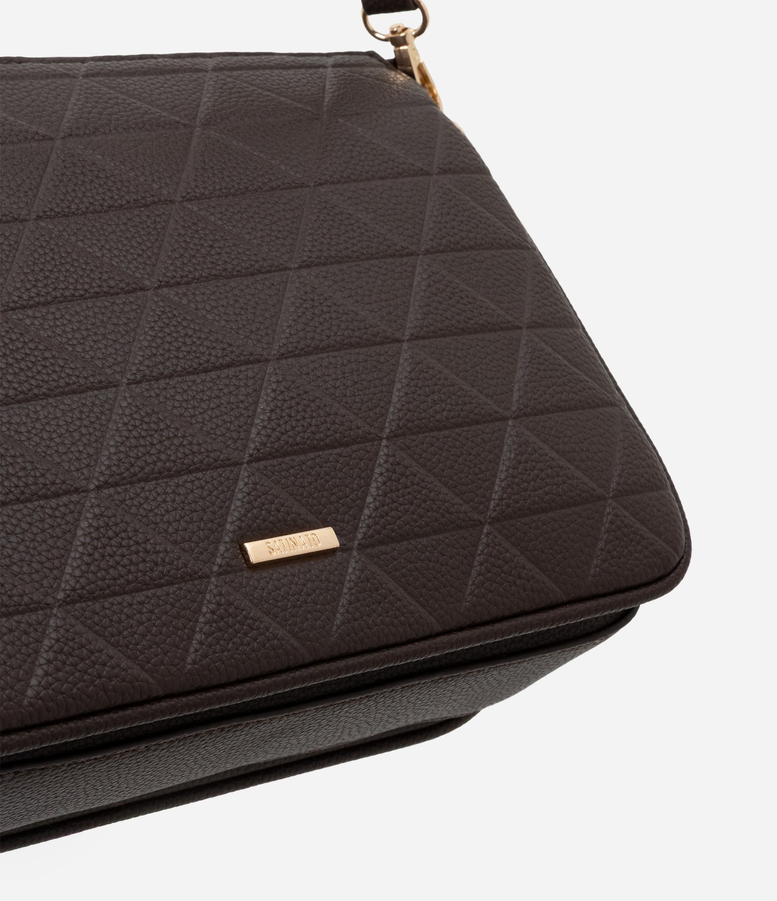 Bolsa Transversal Média com Divisórias e Bolso Externo Marrom 4