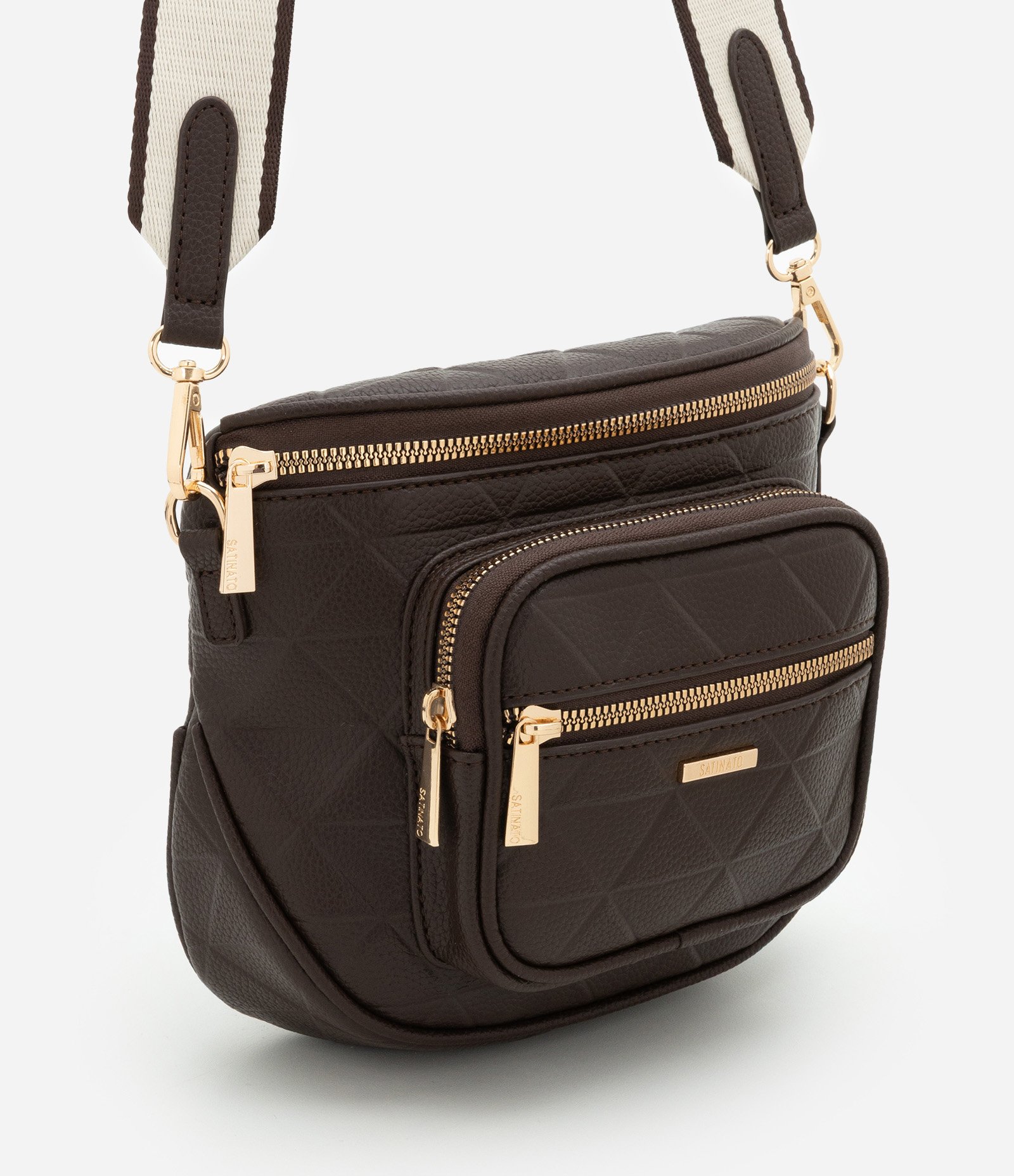 Bolsa Transversal com Bolso Externo e Detalhe na Alça Marrom 1